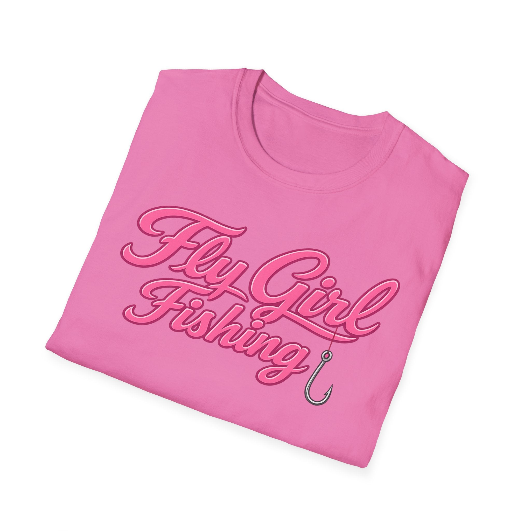 Fly Girl Fishing T-Shirt — Pink Script Women’s Fishing Tee
