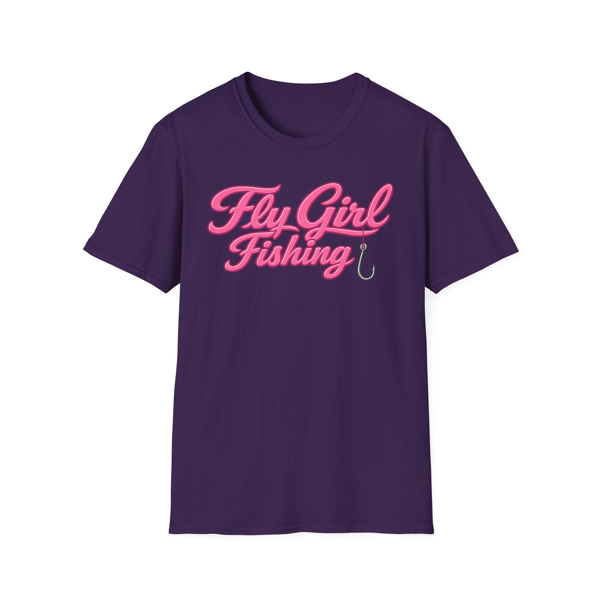 Fly Girl Fishing T-Shirt — Pink Script Women’s Fishing Tee
