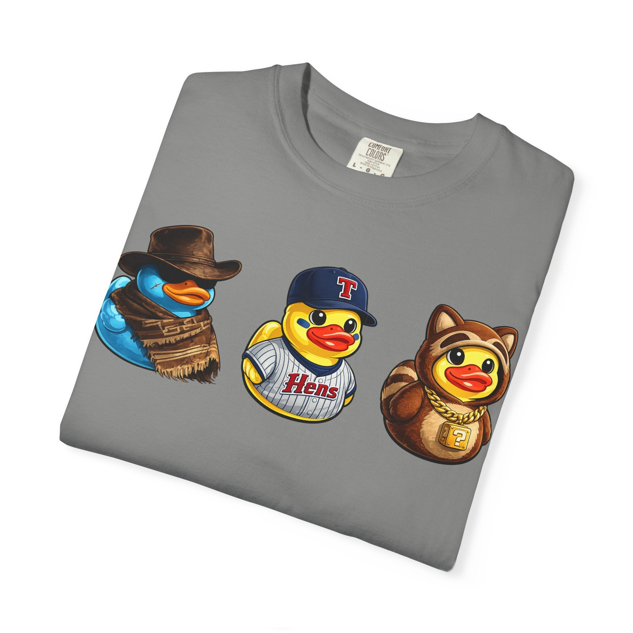 Rubber Duck Dashboard Trio Graphic T-Shirt — Cute Character Tee (Duck Dashboard)