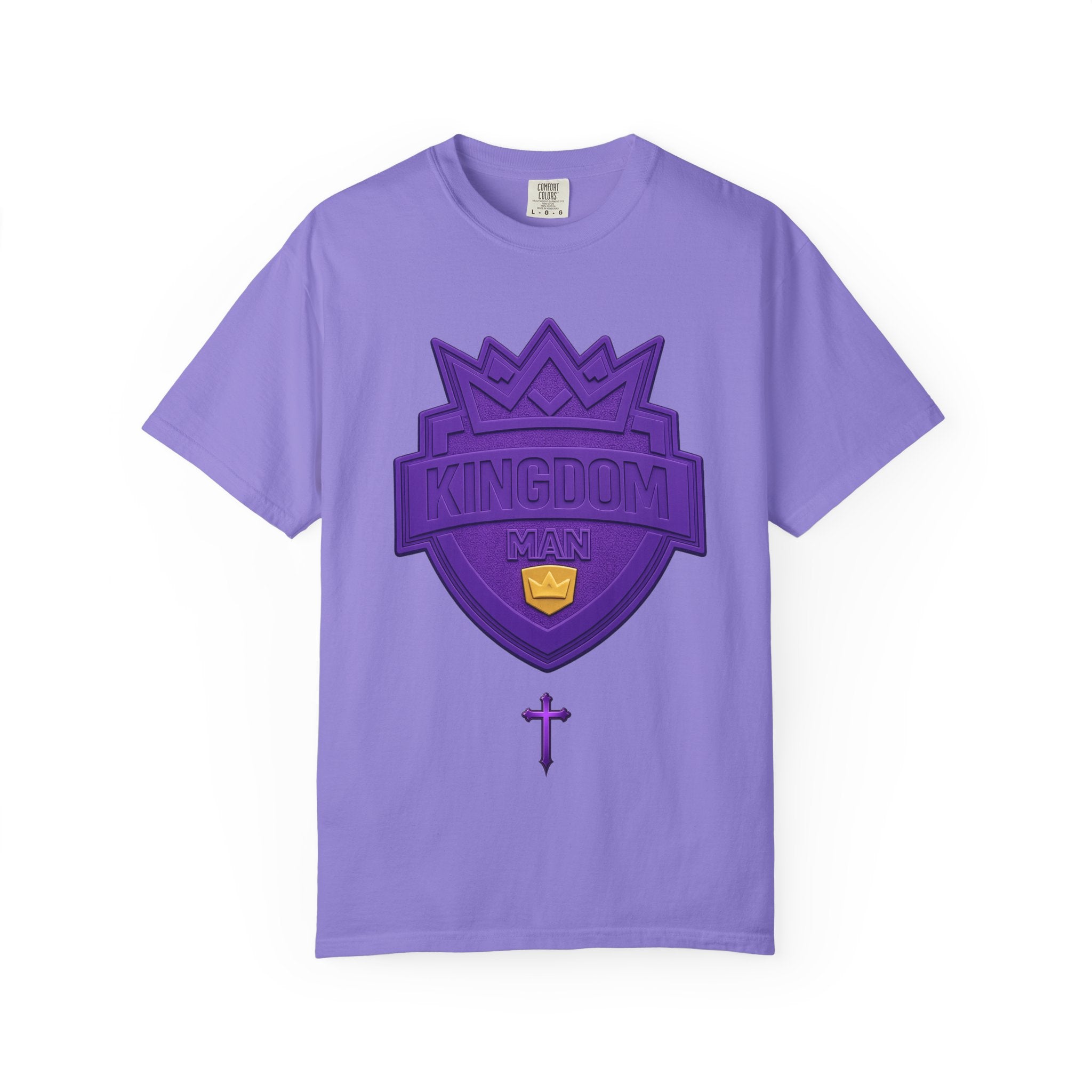 Kingdom Shield T-Shirt — Purple Crest Cross Graphic Tee