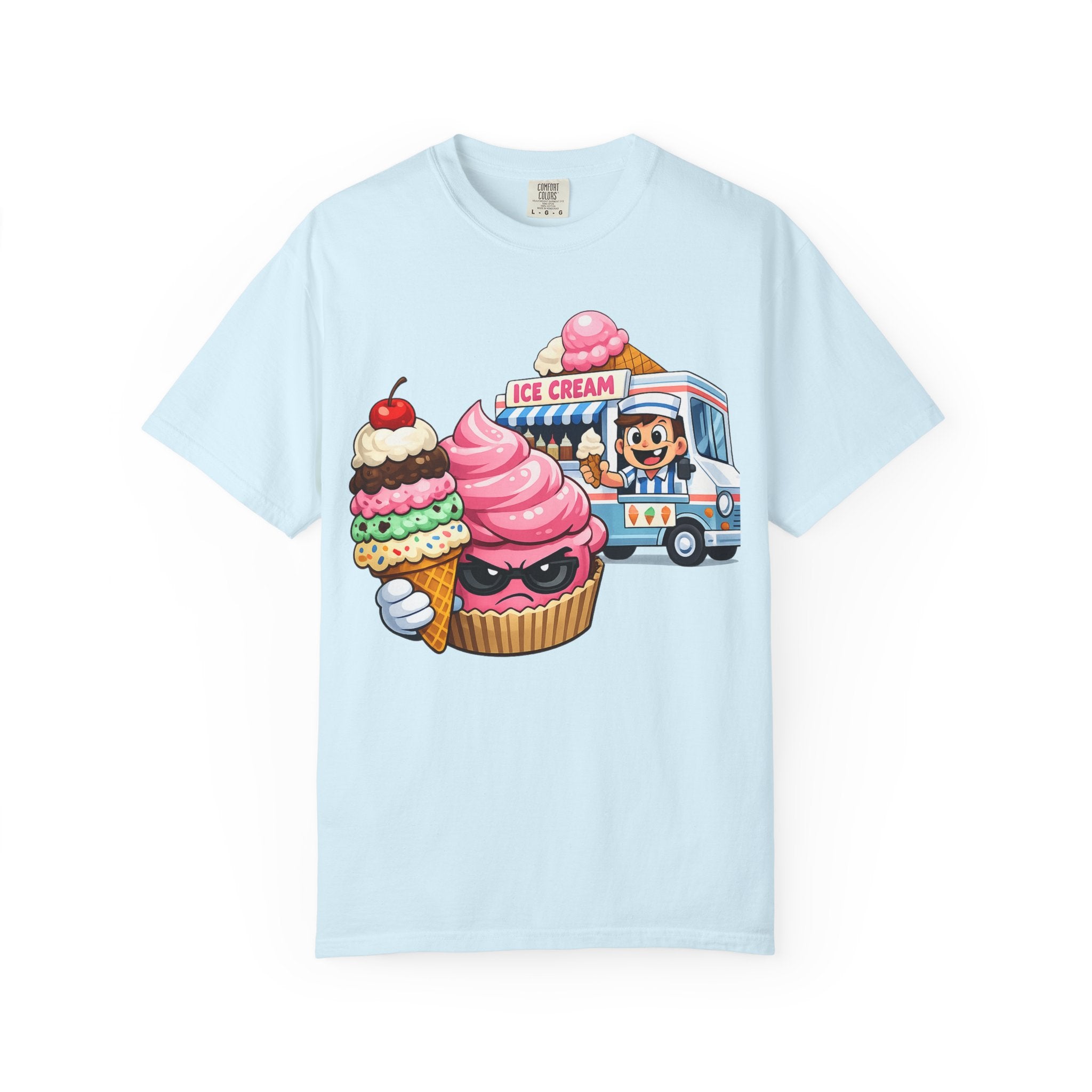Ice Cream Truck Tee — Cute Cartoon Cupcake & Cone Graphic T-Shirt