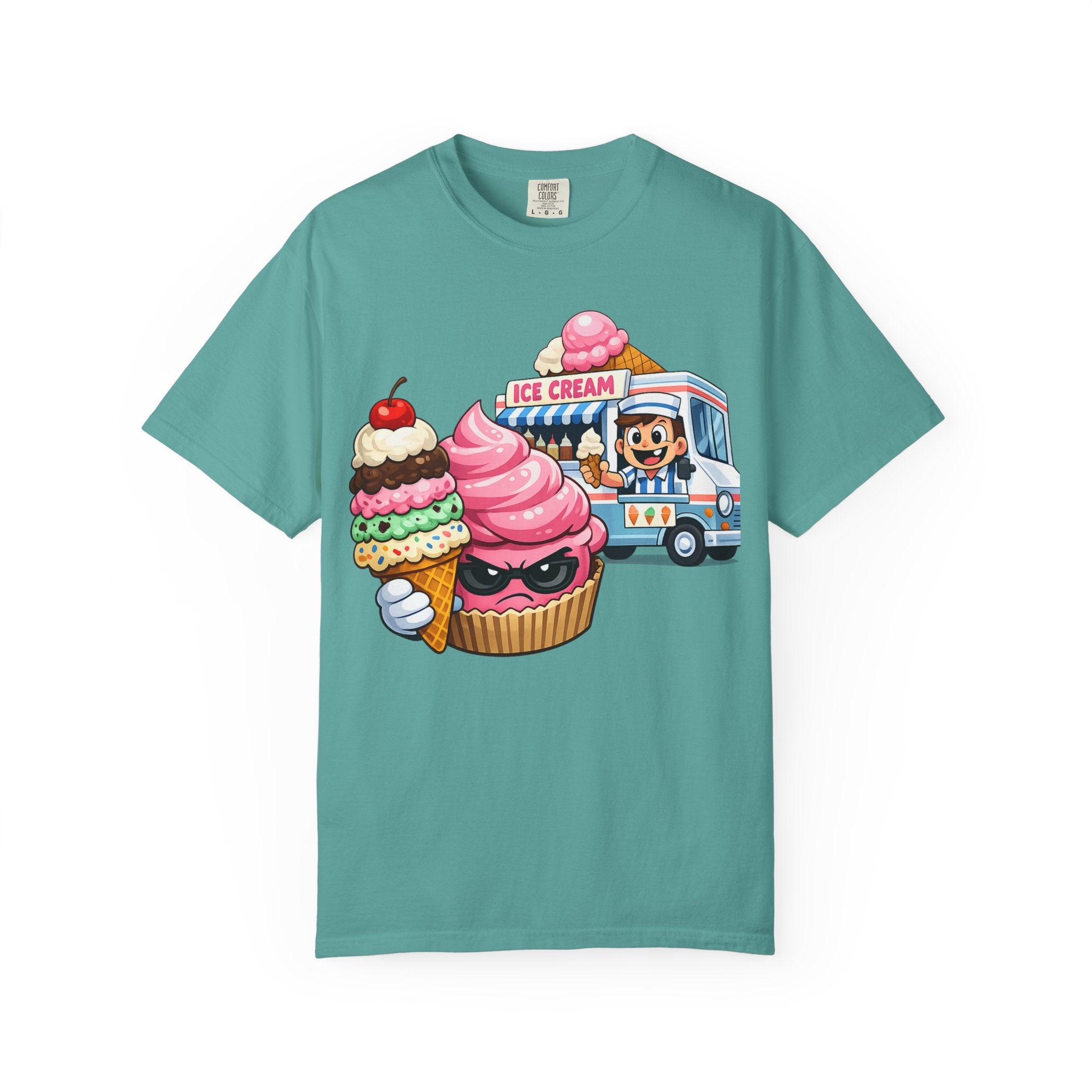 Ice Cream Truck Tee — Cute Cartoon Cupcake & Cone Graphic T-Shirt