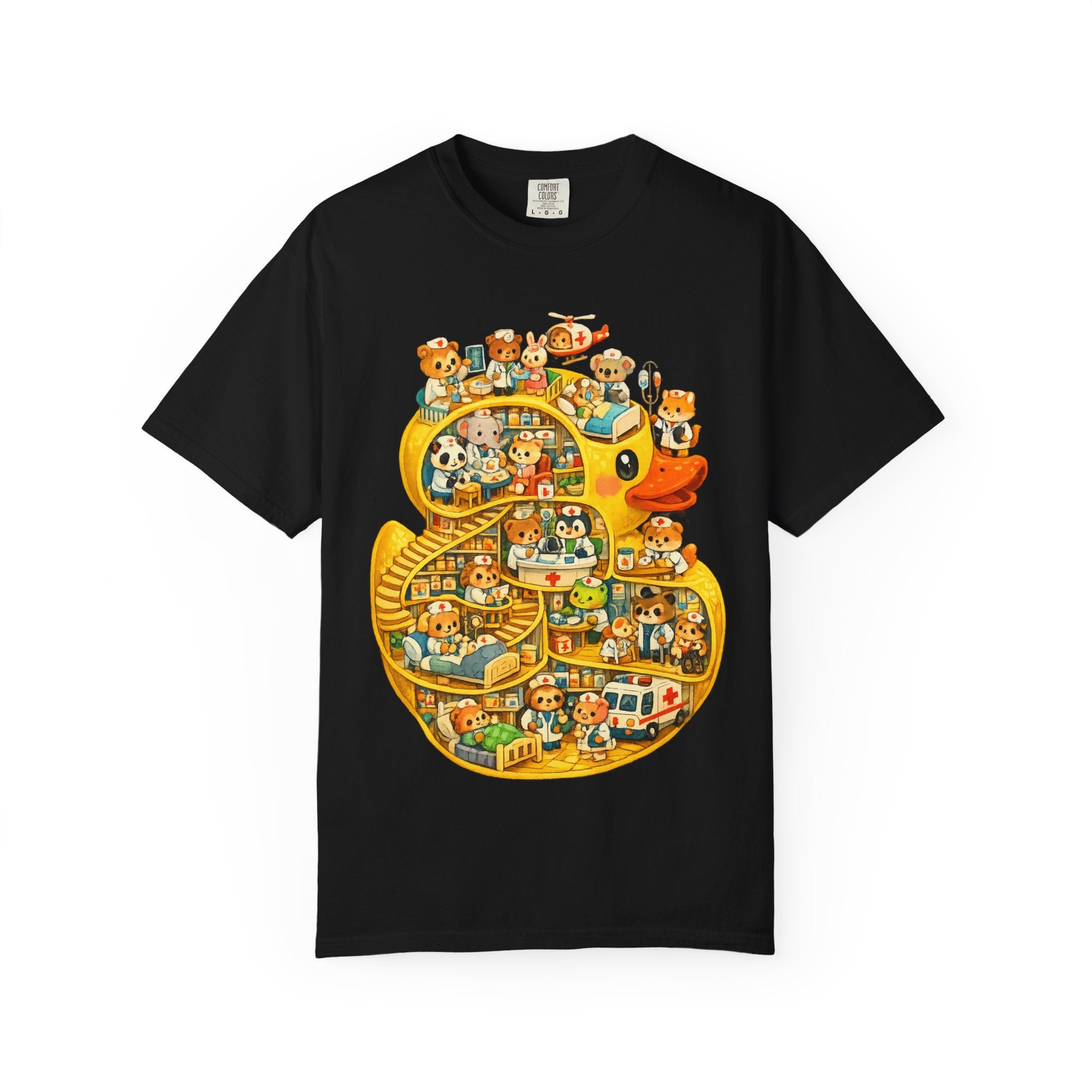 Duck Village Medical T‑Shirt — Whimsical Animal Town Illustration
