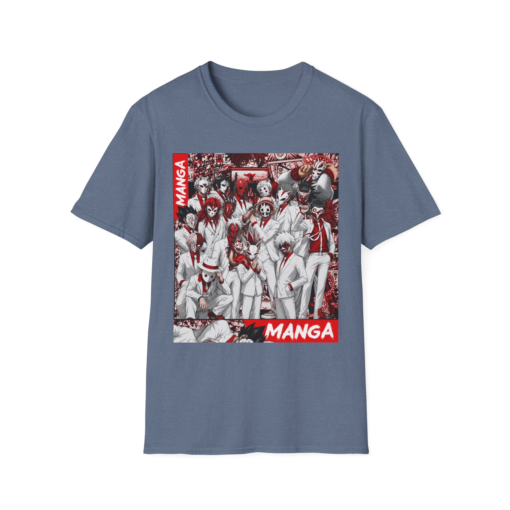 Manga Crew Characters Graphic T-Shirt — Red Noire Anime, Soft Gildan tee
