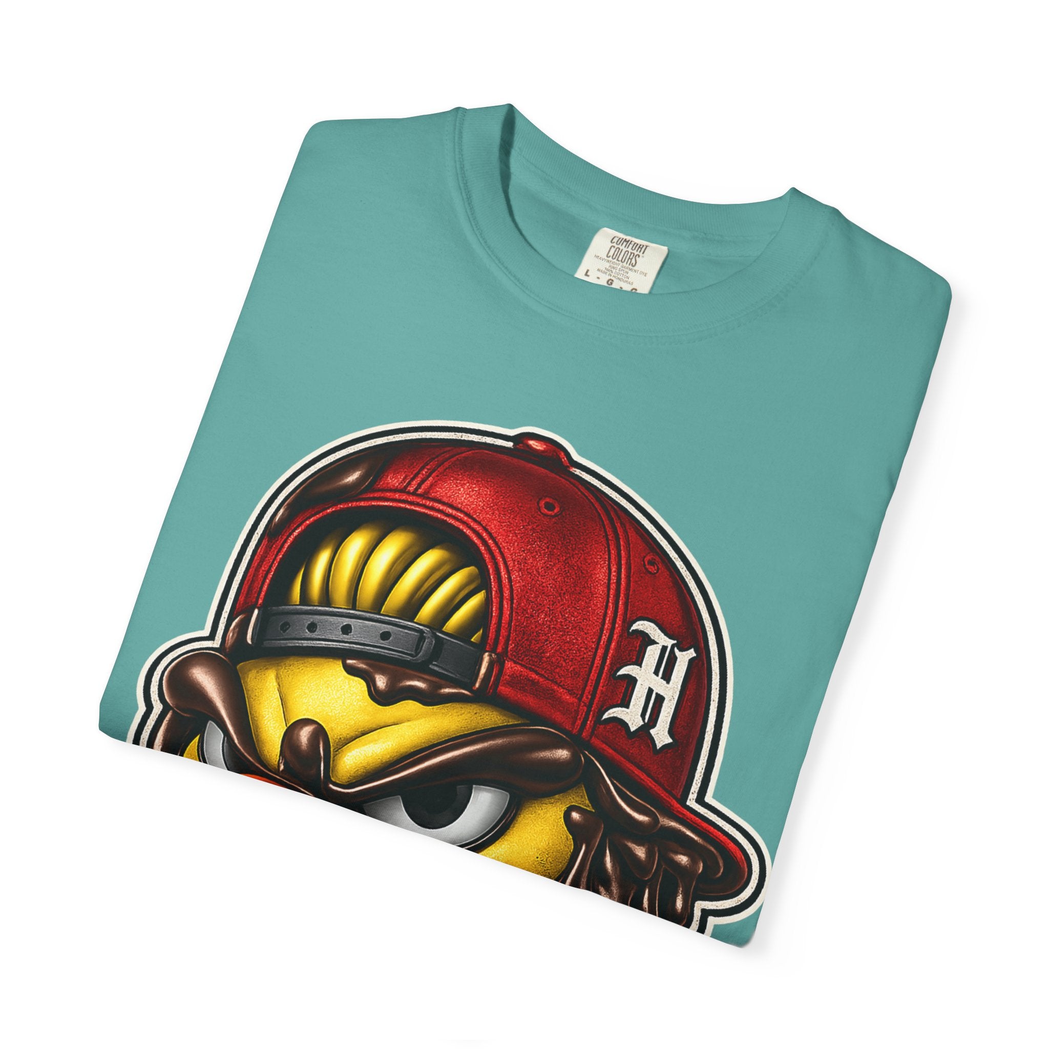Hen Street Graphic T-Shirt — Streetwear Baseball Cap Mascot Tee