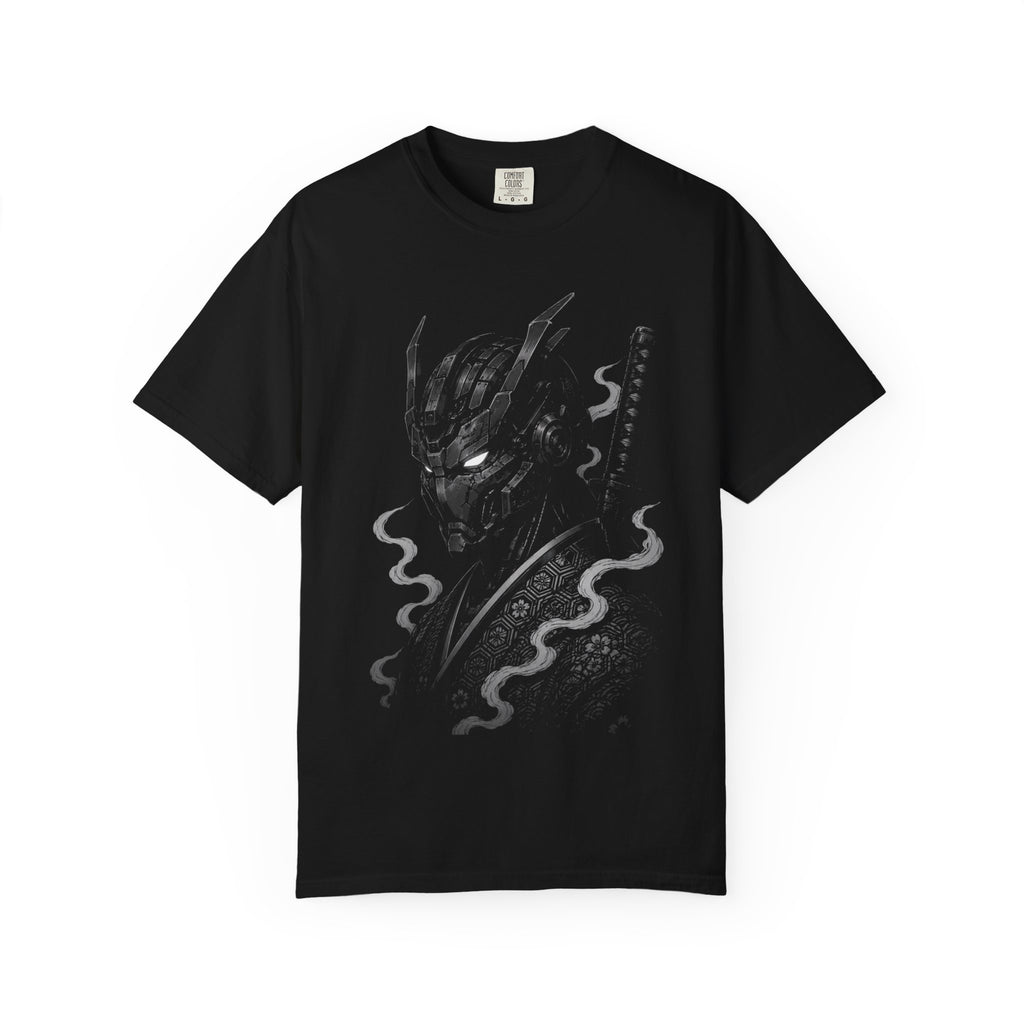 Mech Ronin Tee — Grunge Monochrome Mech Skull Anime Graphic T-Shirt