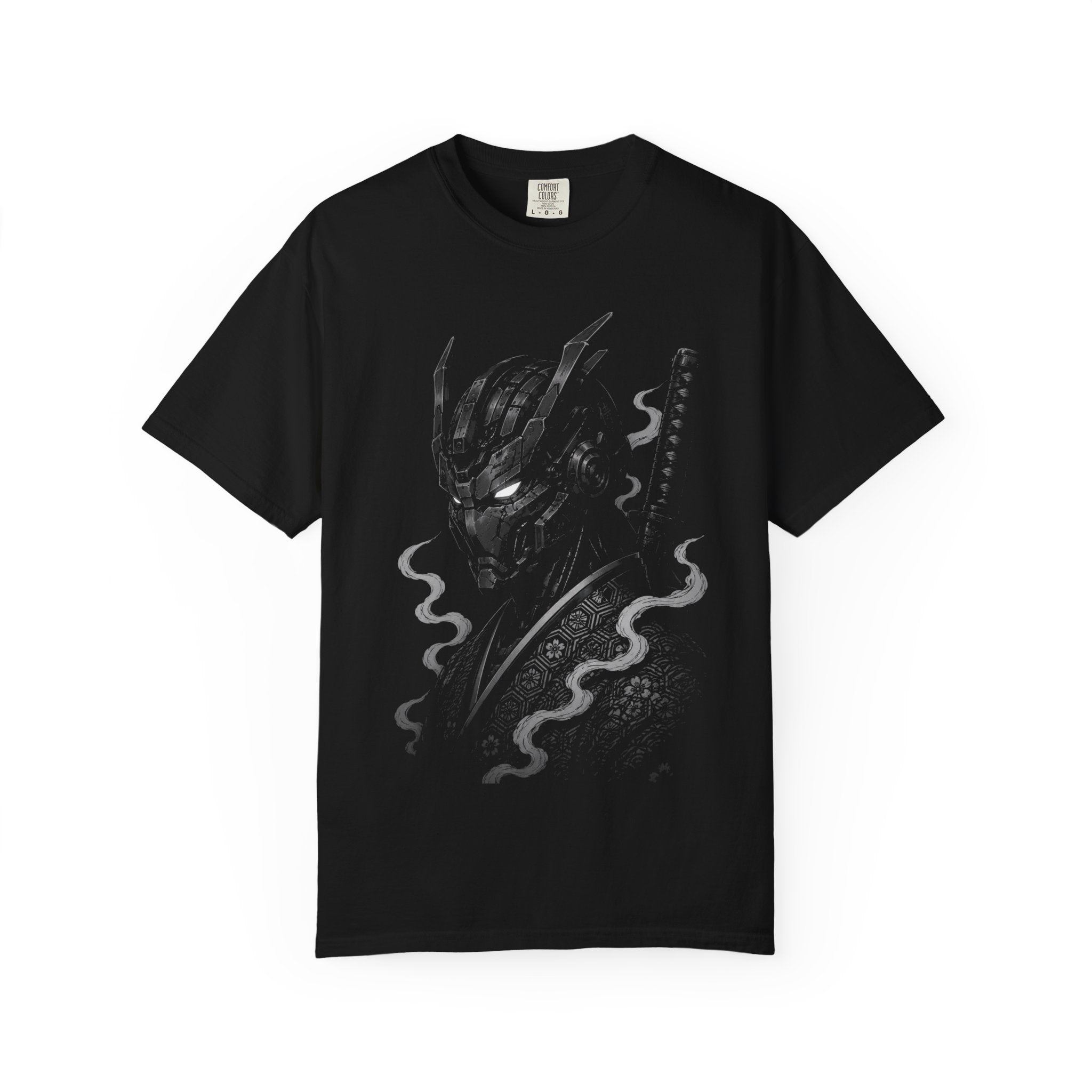 Mech Ronin Tee — Grunge Monochrome Mech Skull Anime Graphic T-Shirt