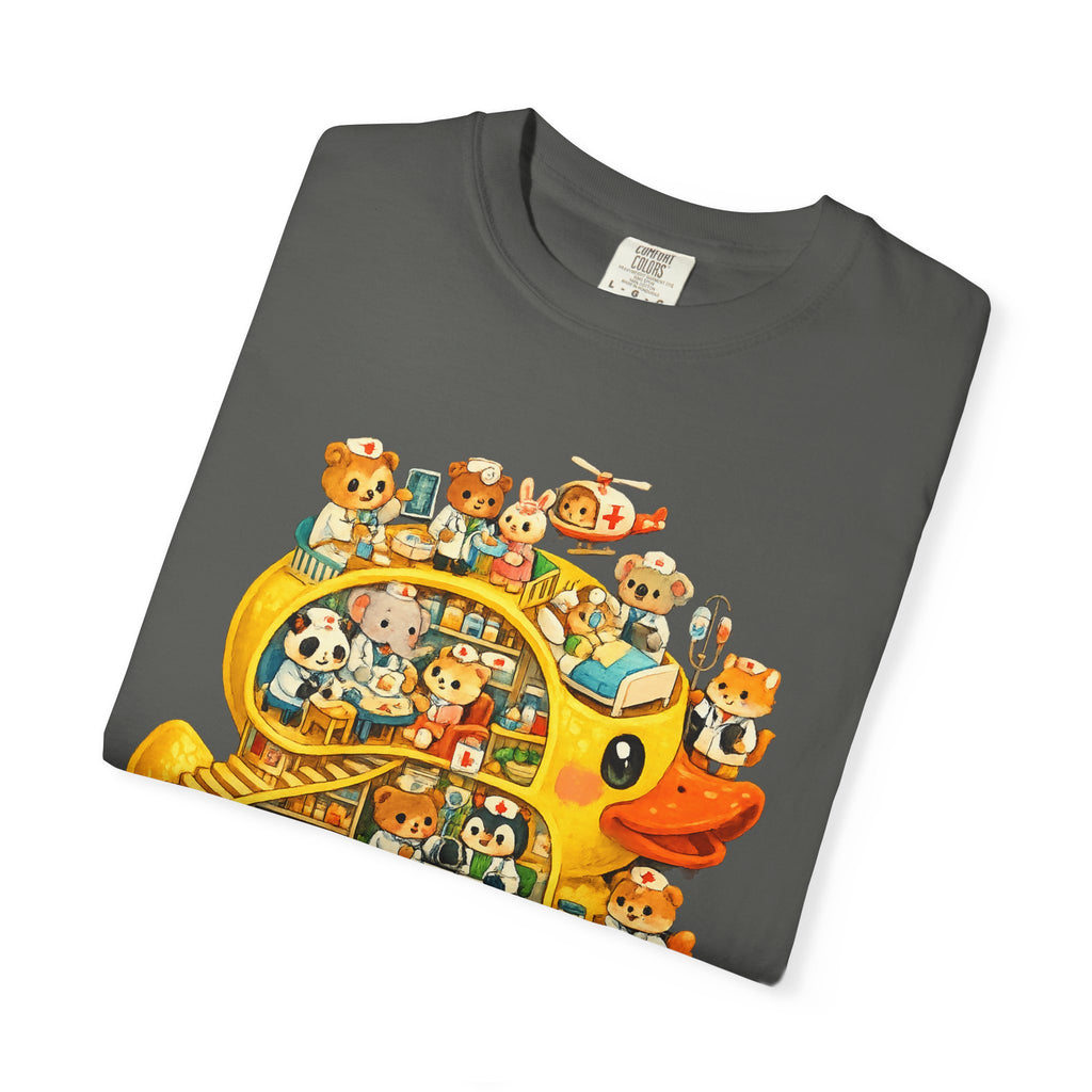 Duck Village Medical T‑Shirt — Whimsical Animal Town Illustration