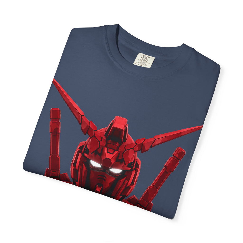 Red Mech Helmet T-Shirt — Anime Mecha Graphic Tee