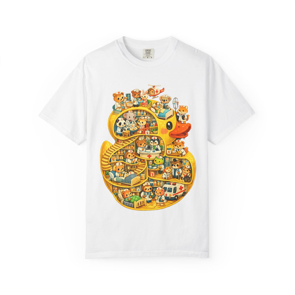Duck Village Medical T‑Shirt — Whimsical Animal Town Illustration