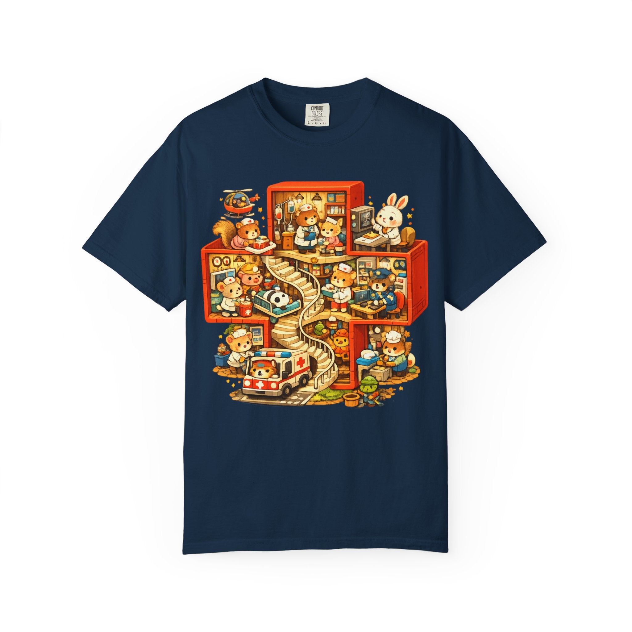 Medical Cross T-Shirt — Cute Vintage Kids’ Small World Illustration