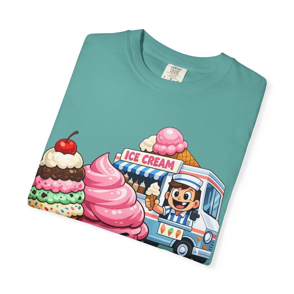 Ice Cream Truck Tee — Cute Cartoon Cupcake & Cone Graphic T-Shirt