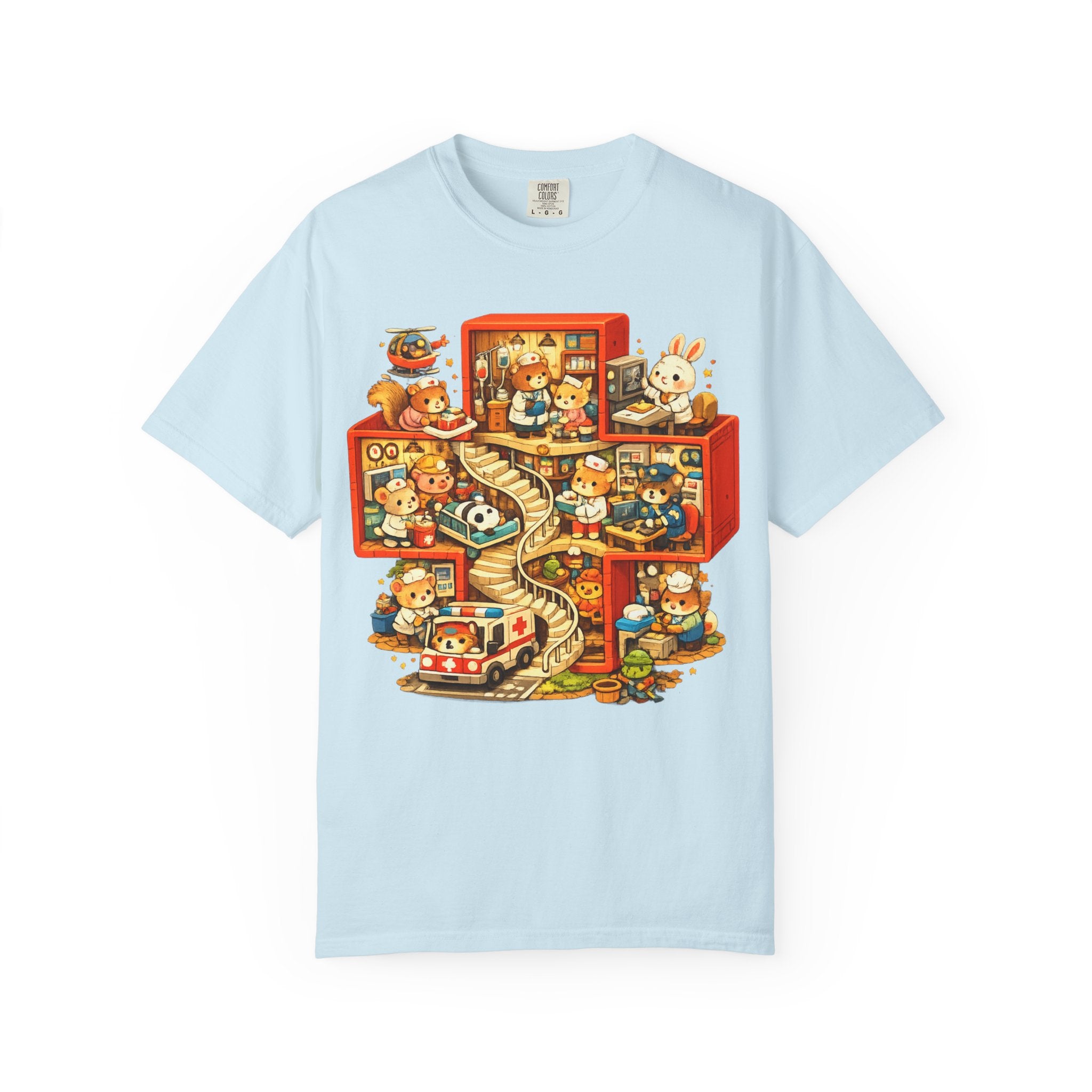 Medical Cross T-Shirt — Cute Vintage Kids’ Small World Illustration