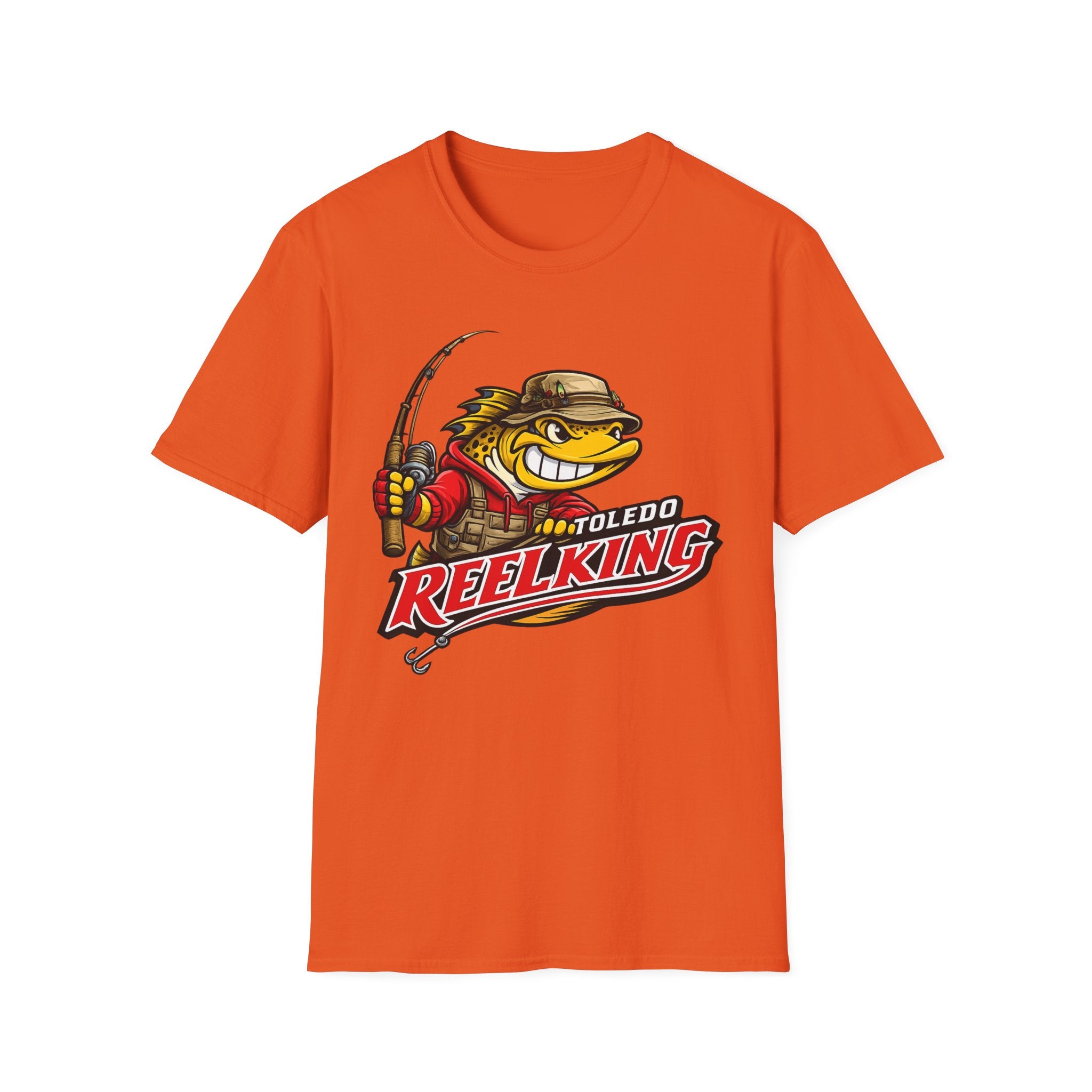 Toledo Reel King Fishing T-Shirt — Mascot Fisherman Tee