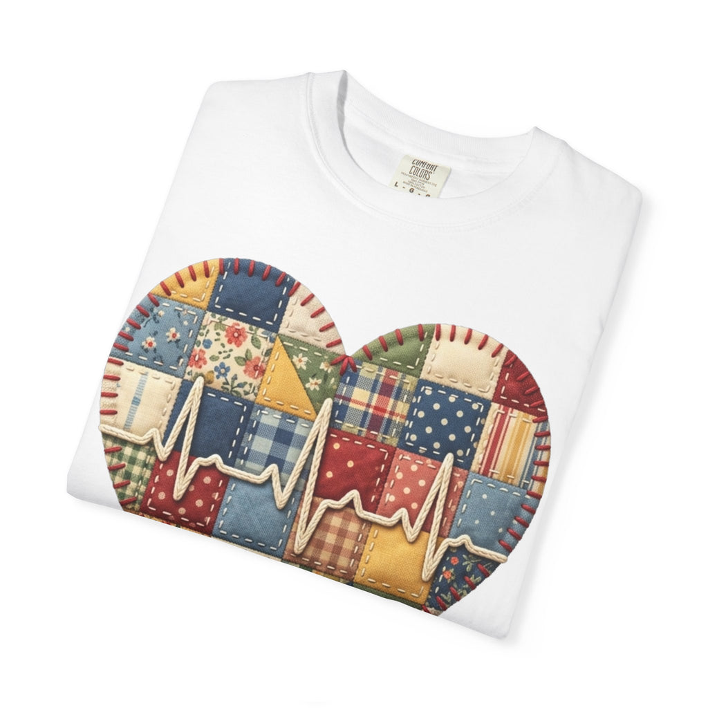 We Care Heart Patchwork T-Shirt — Nurse & Healthcare Appreciation Tee