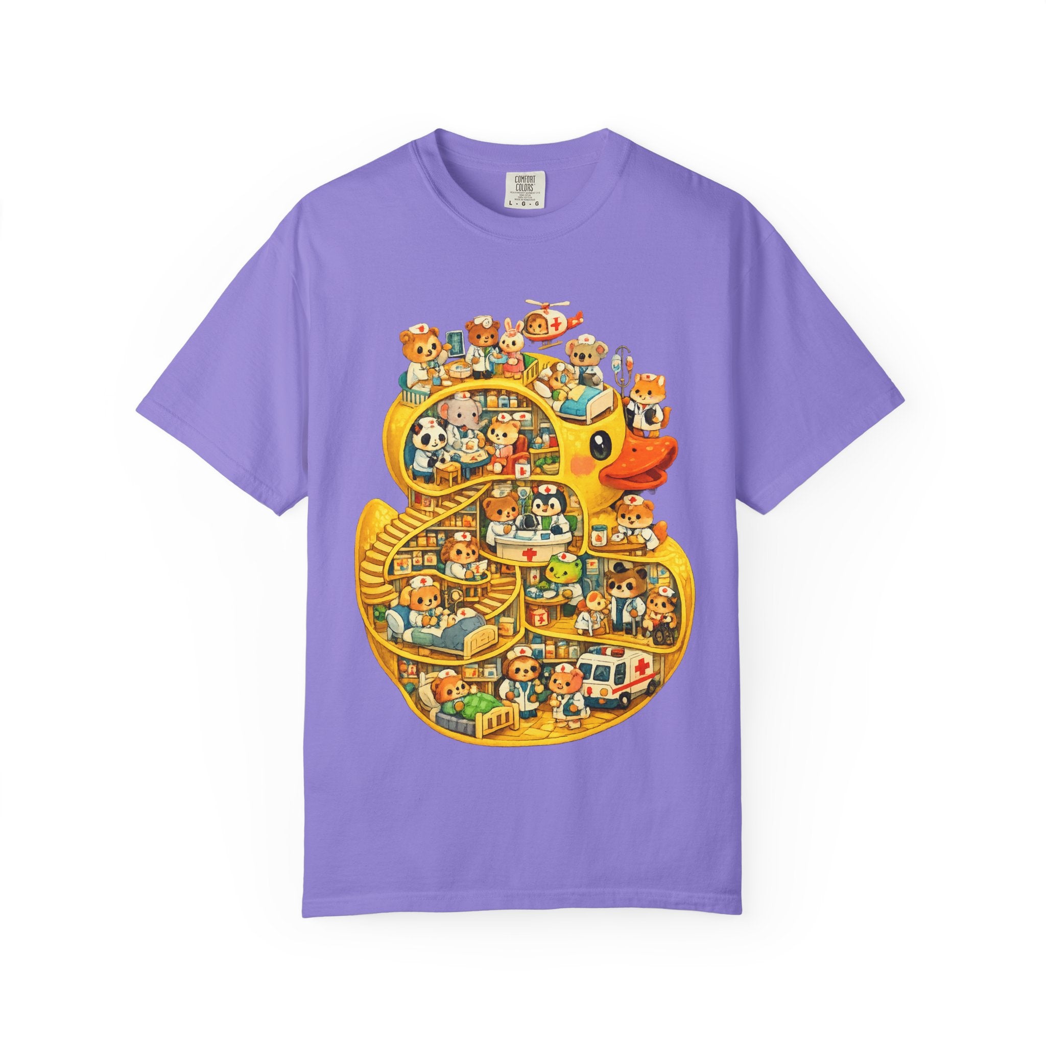 Duck Village Medical T‑Shirt — Whimsical Animal Town Illustration