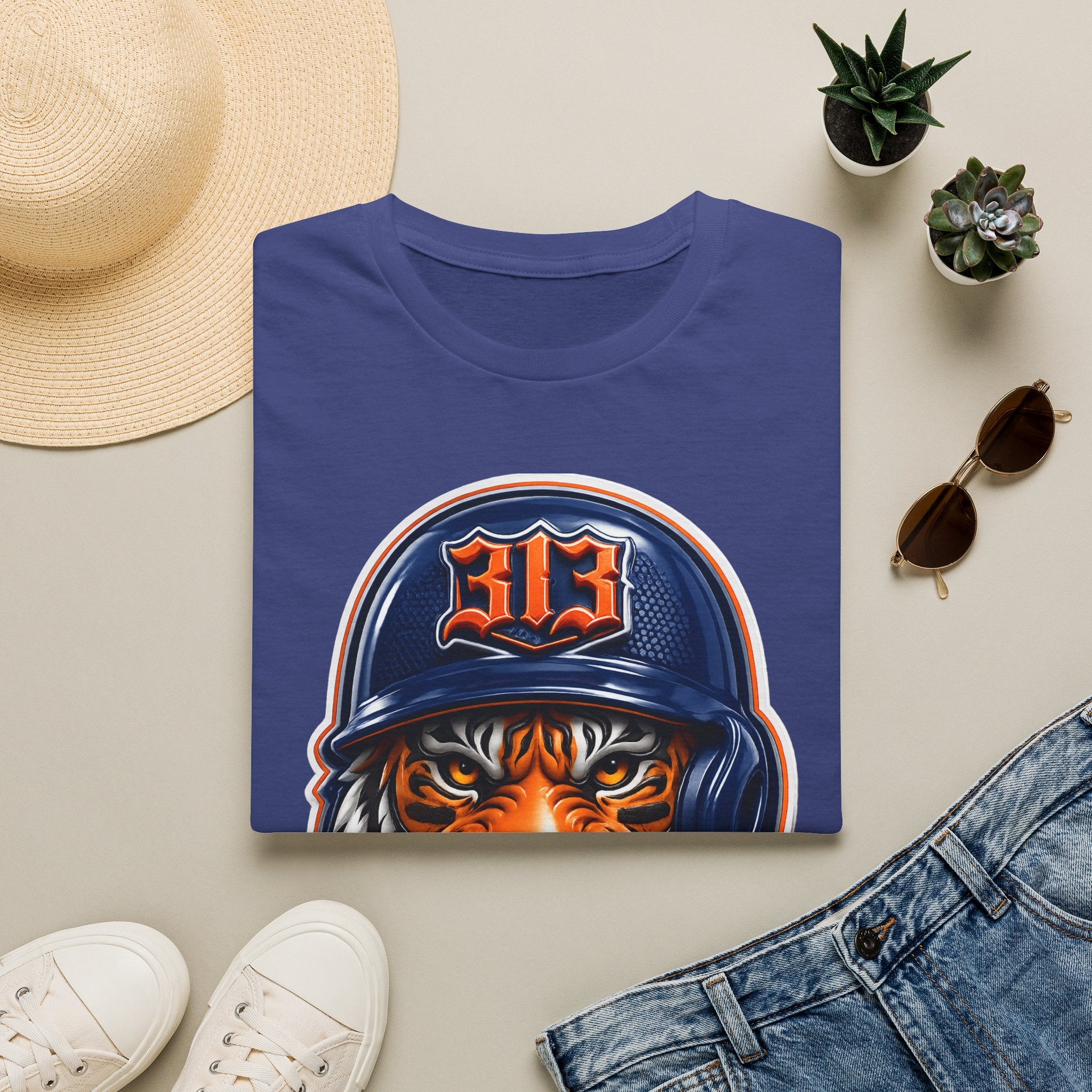 Tiger Mascot Tee —  Helmet Graphic Baseball T-Shirt