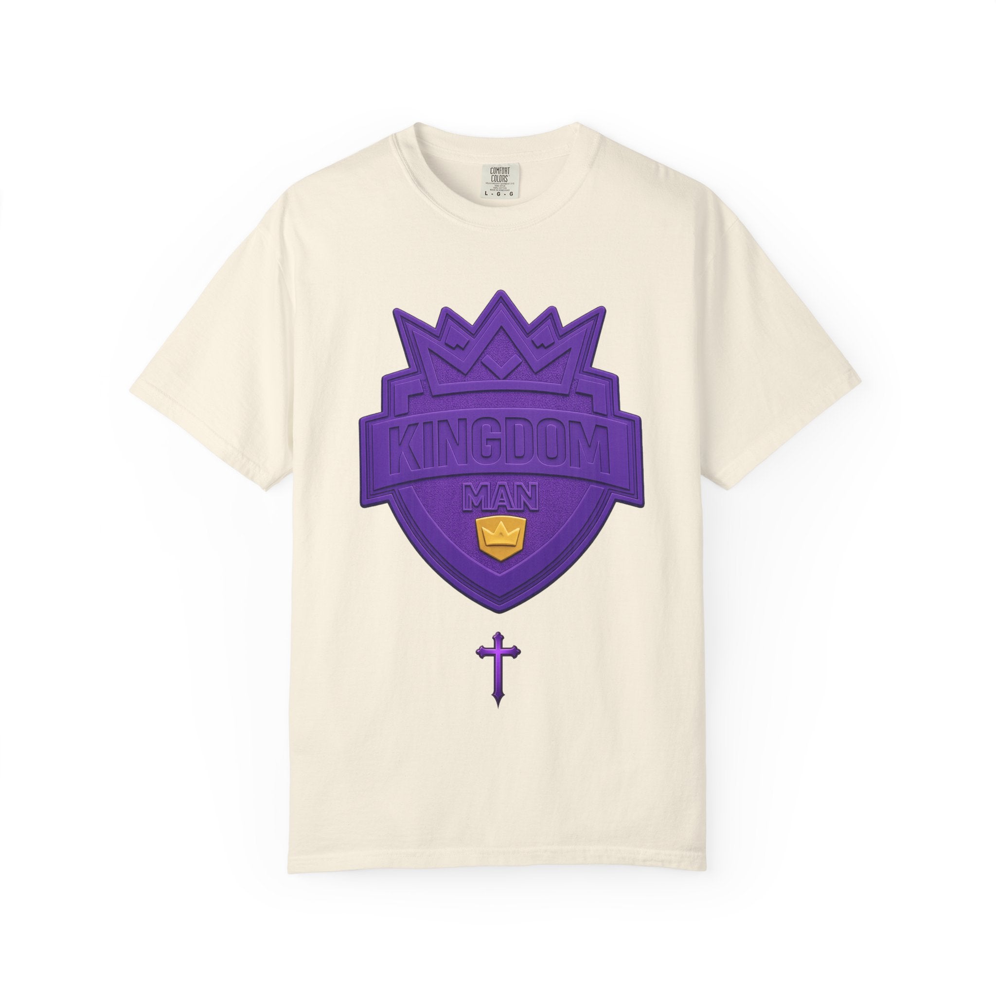Kingdom Shield T-Shirt — Purple Crest Cross Graphic Tee