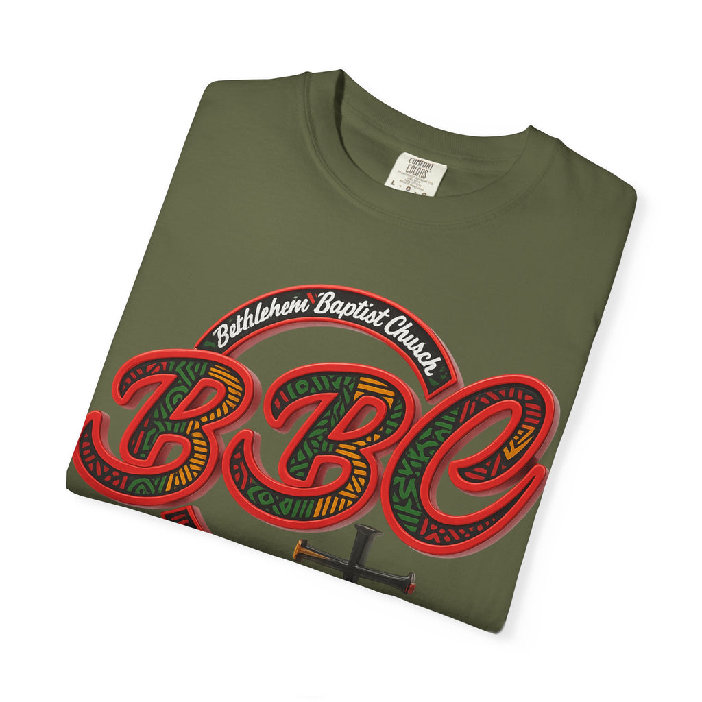 BBC Church T-Shirt – African Art Inspired Gospel Tee with Cross