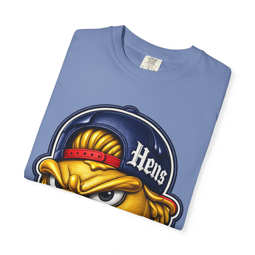 Hens Stadium Graphic T-Shirt — Streetwear Skate Tee with 'Hens' Logo