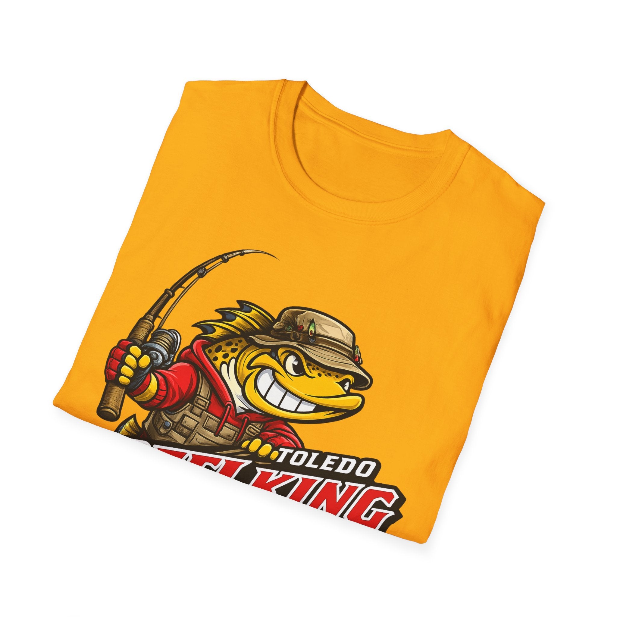 Toledo Reel King Fishing T-Shirt — Mascot Fisherman Tee
