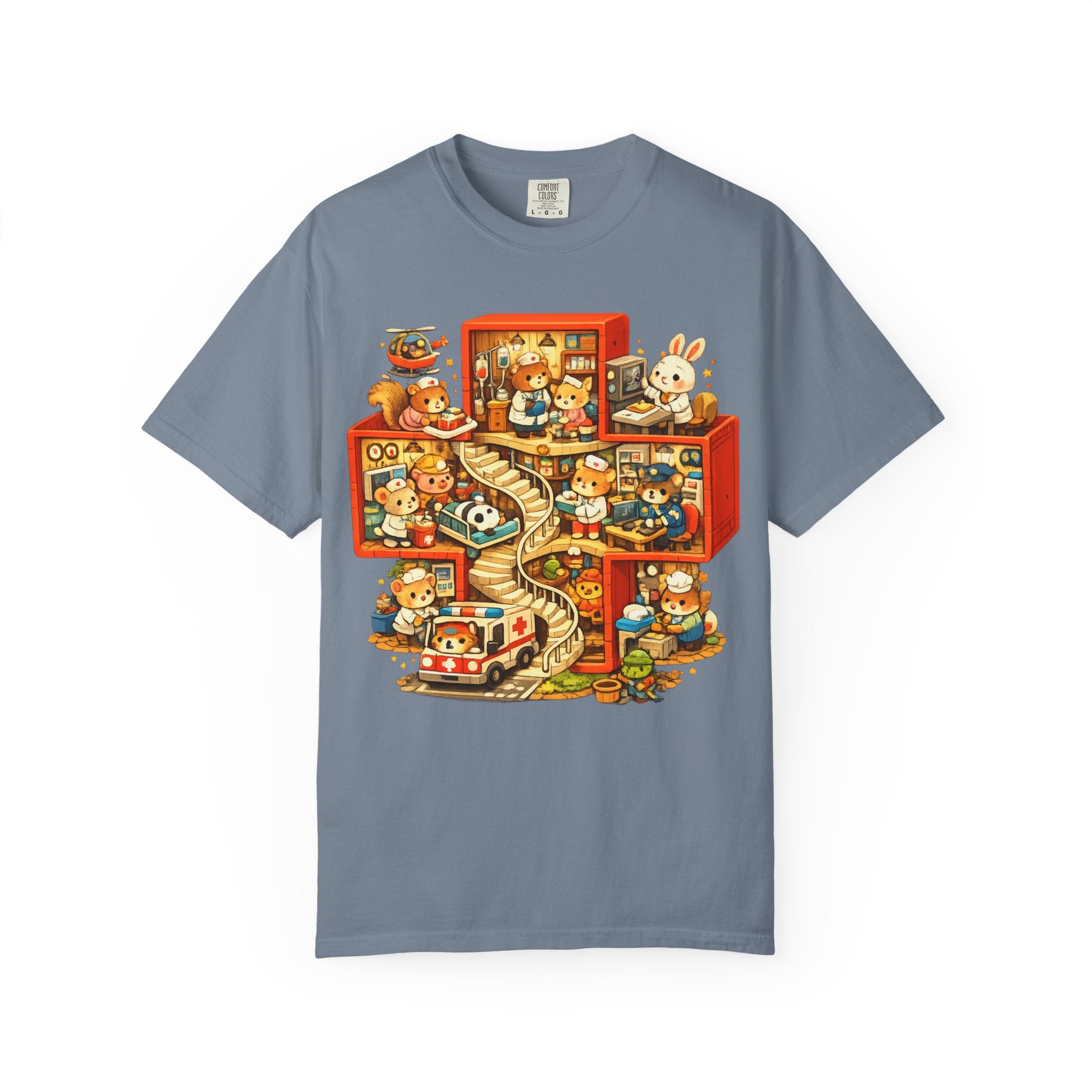 Medical Cross T-Shirt — Cute Vintage Kids’ Small World Illustration