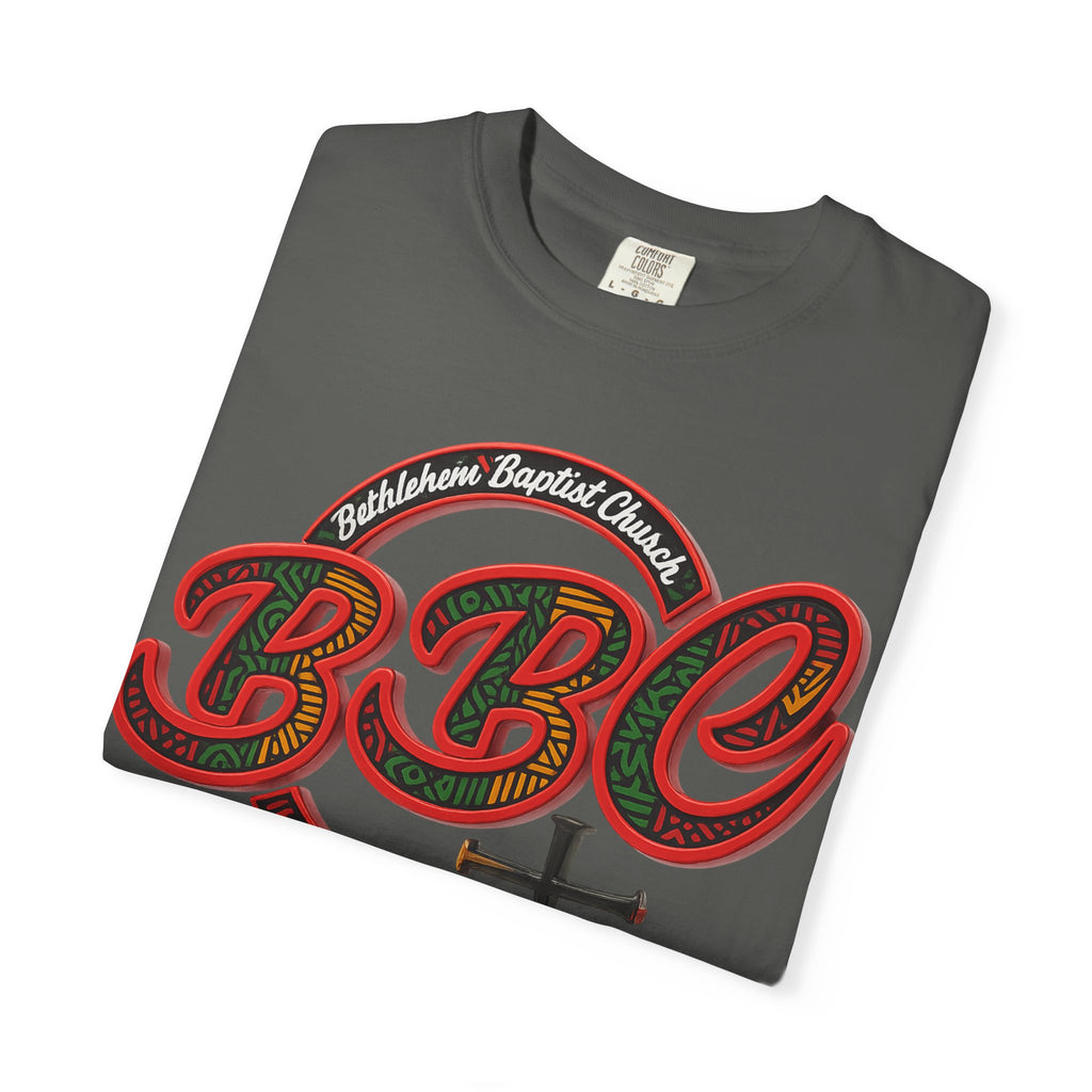 BBC Church T-Shirt – African Art Inspired Gospel Tee with Cross