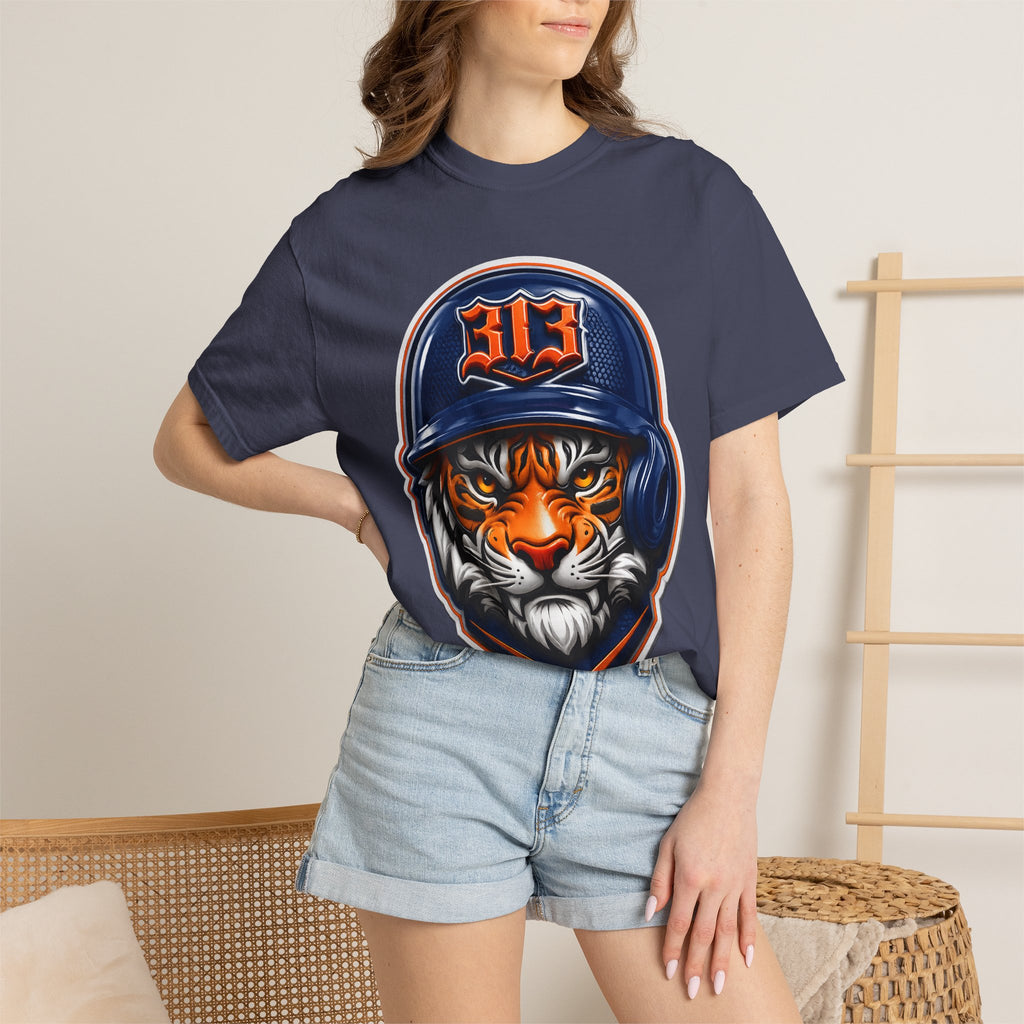 Baseball Helmet T-Shirt — 313 Tiger Sports Logo Tee