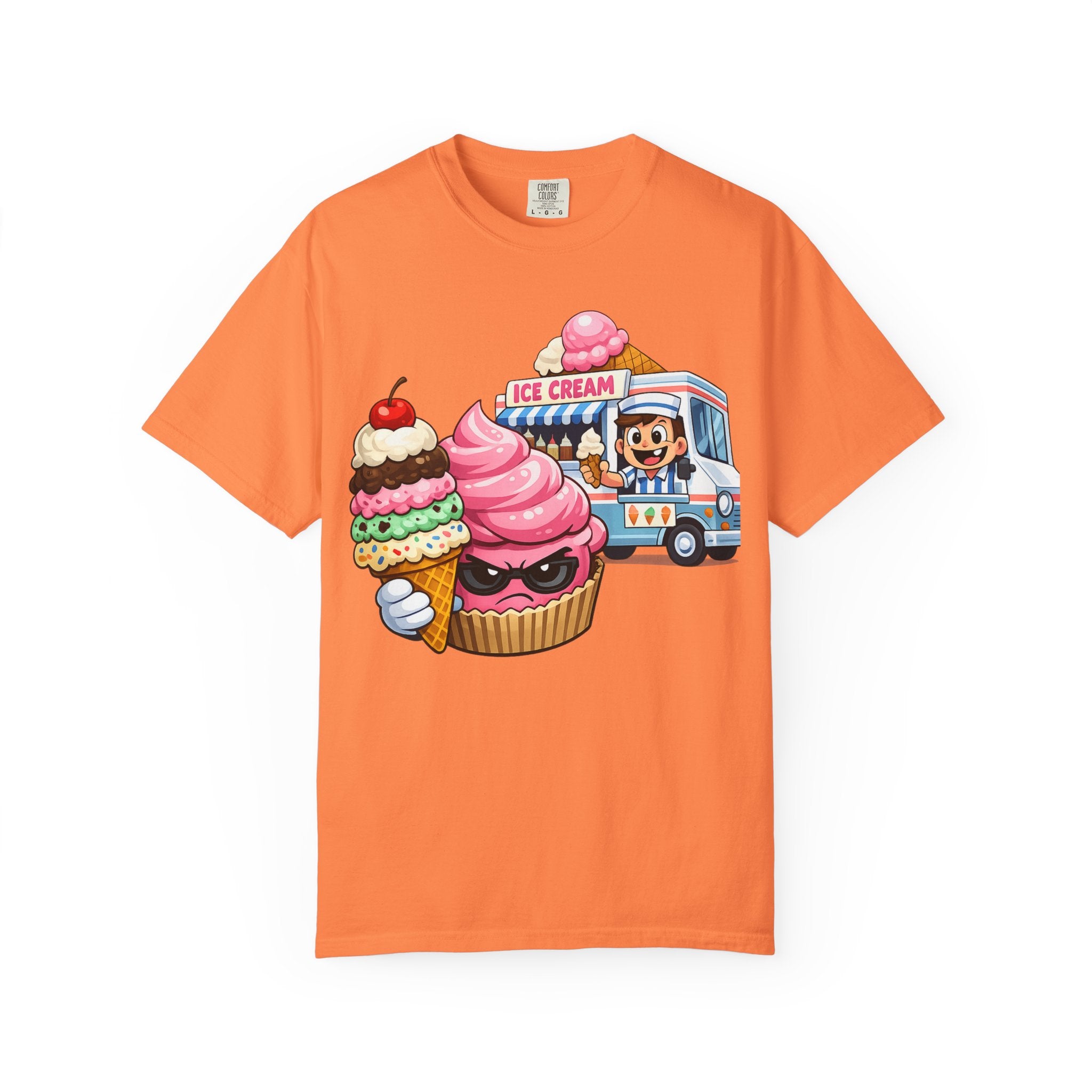 Ice Cream Truck Tee — Cute Cartoon Cupcake & Cone Graphic T-Shirt