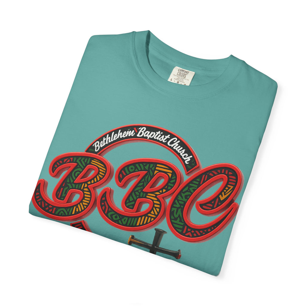 BBC Church T-Shirt – African Art Inspired Gospel Tee with Cross