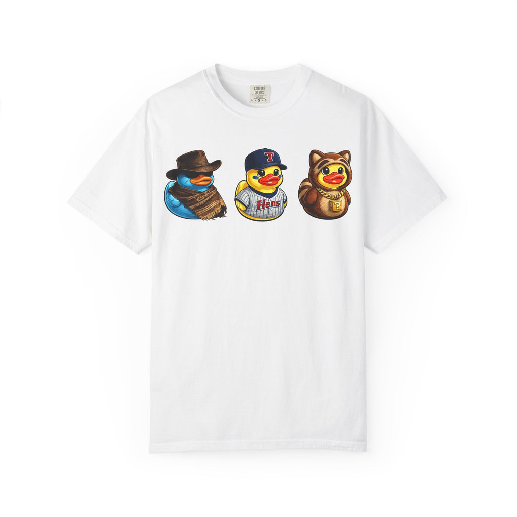 Rubber Duck Dashboard Trio Graphic T-Shirt — Cute Character Tee (Duck Dashboard)