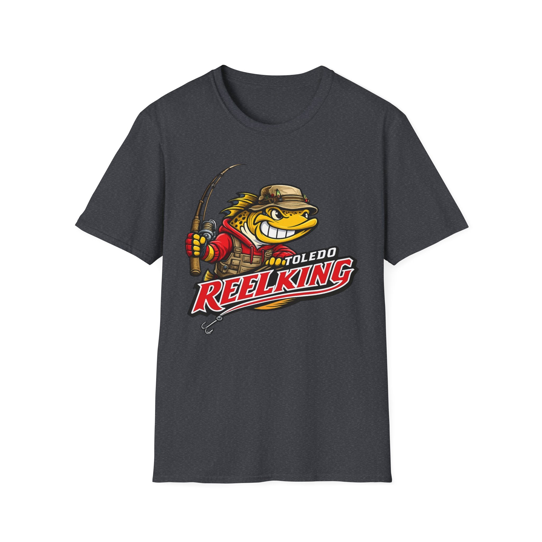 Toledo Reel King Fishing T-Shirt — Mascot Fisherman Tee