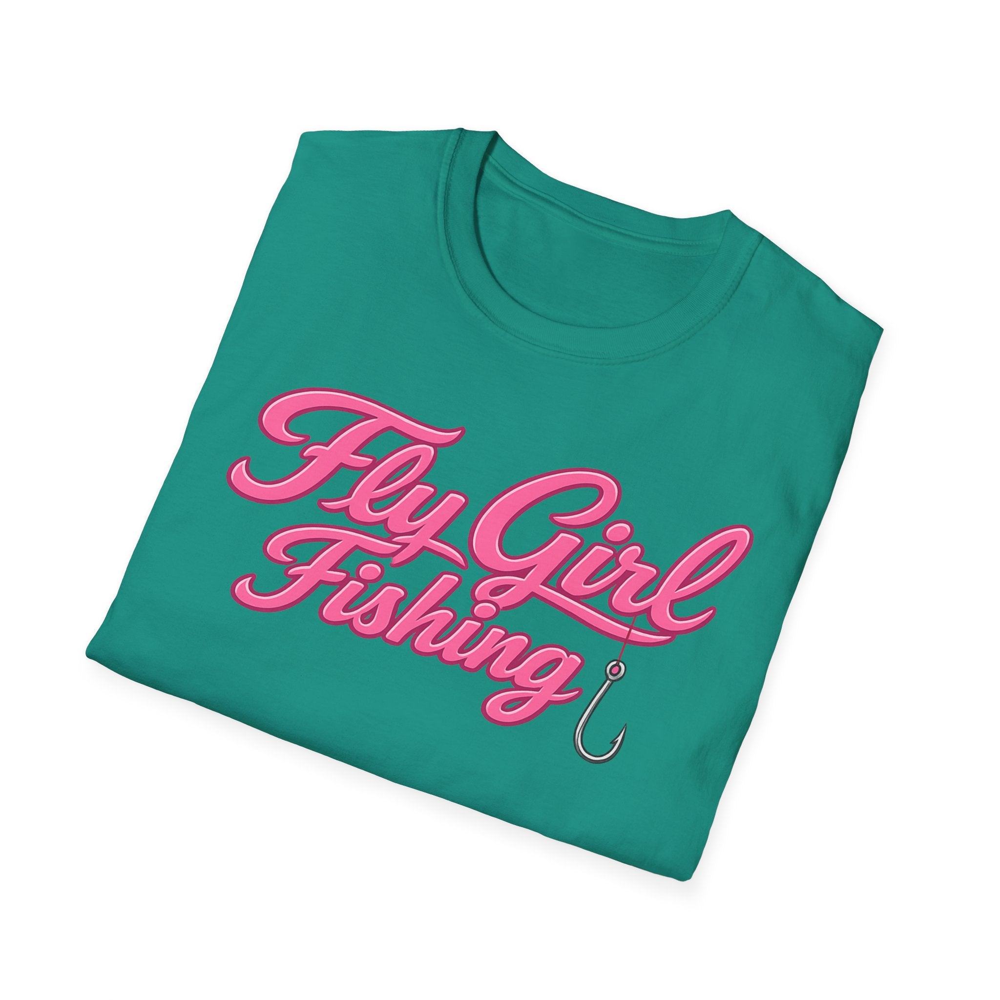 Fly Girl Fishing T-Shirt — Pink Script Women’s Fishing Tee