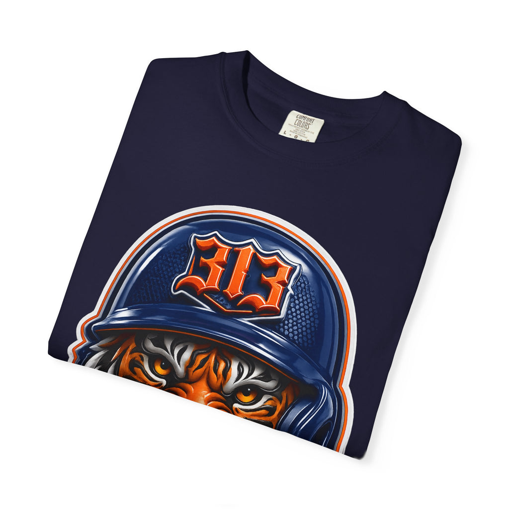 Baseball Helmet T-Shirt — 313 Tiger Sports Logo Tee