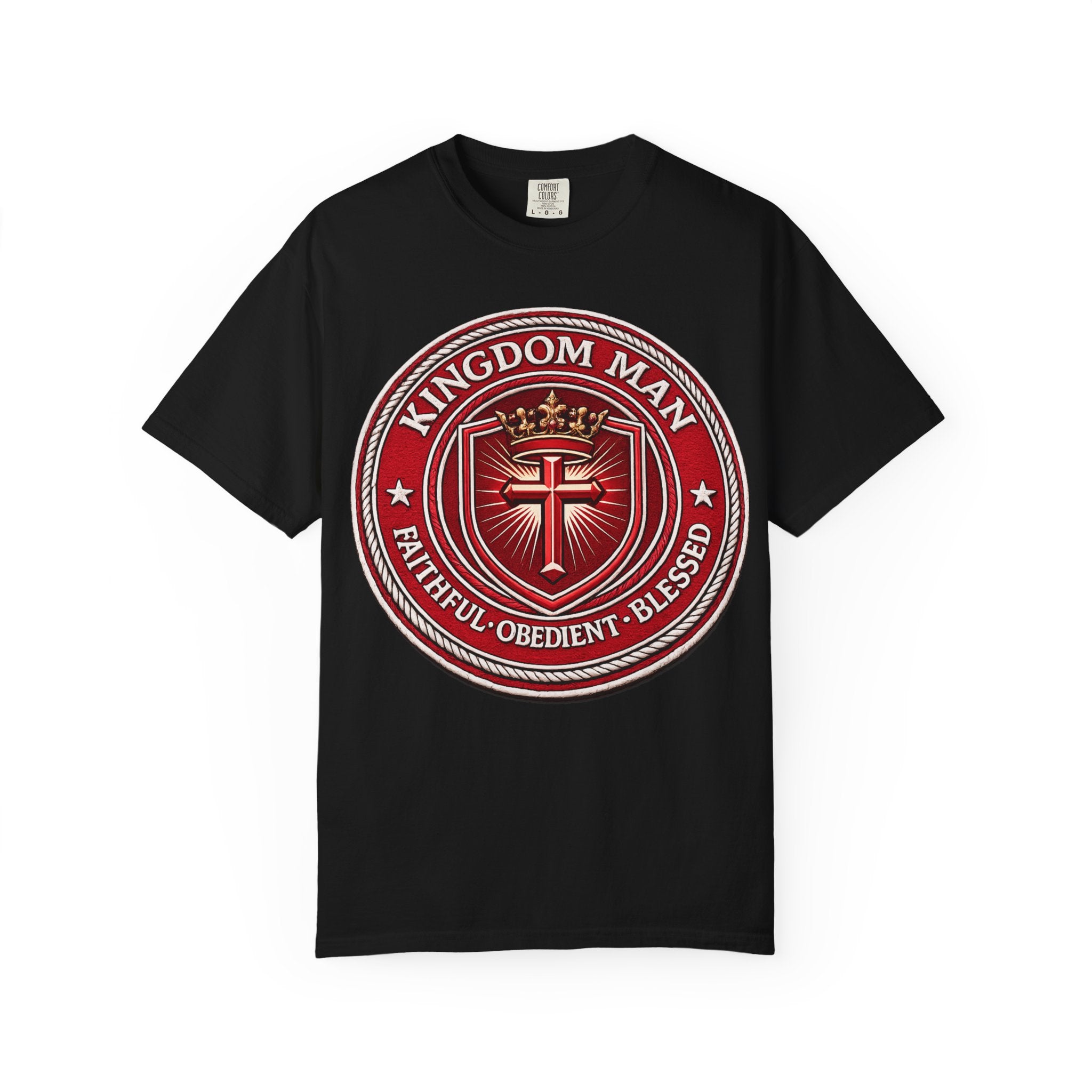 Kingdom Man T-Shirt — Faithful • Obedient • Blessed Christian Tee