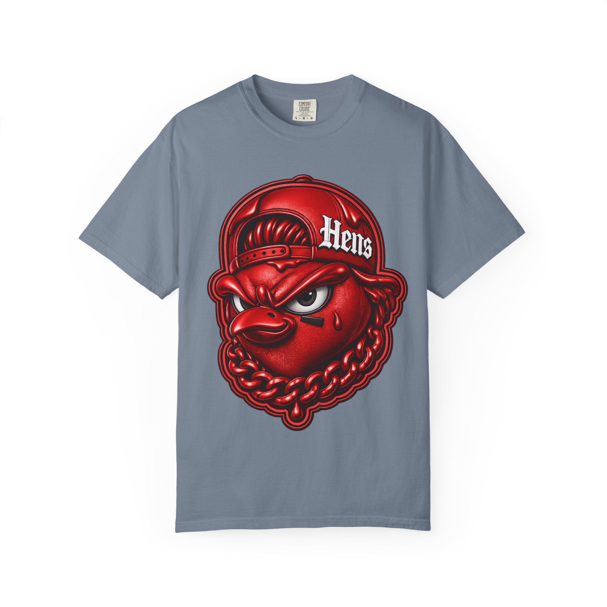 Hens Streetwear Graphic T‑Shirt — Bold Red Mascot Design