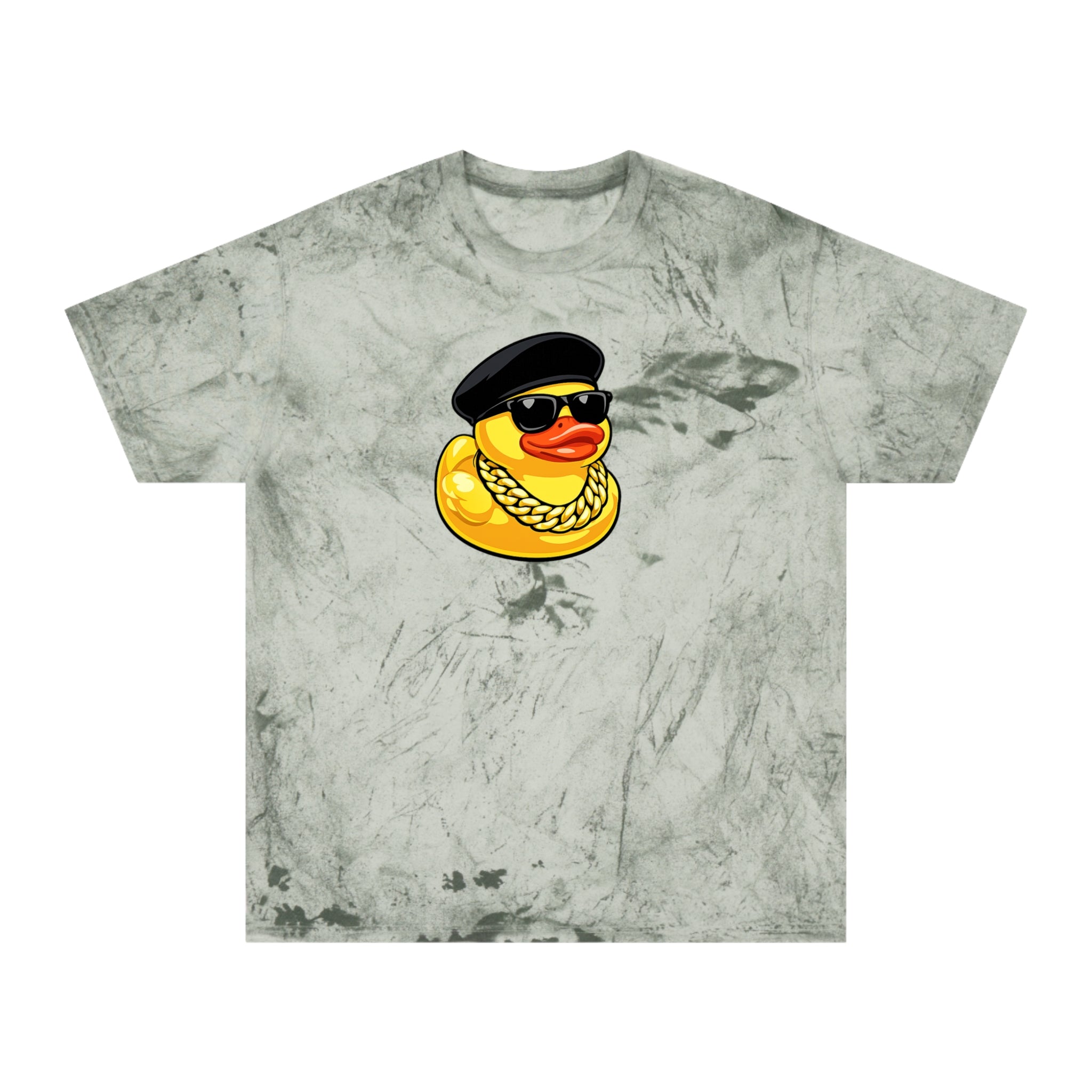 Retro Rubber Duck T-Shirt — Gold Tie-Dye with Cool Duck Graphic
