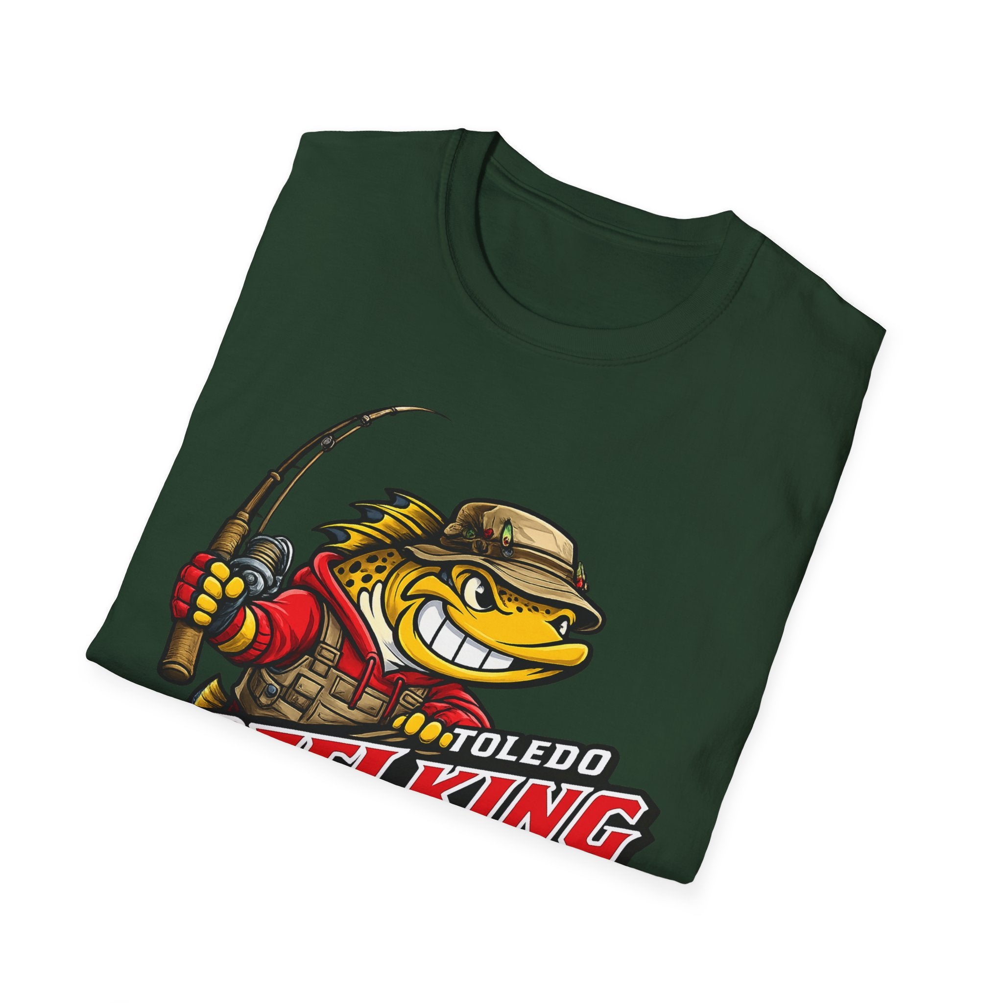 Toledo Reel King Fishing T-Shirt — Mascot Fisherman Tee