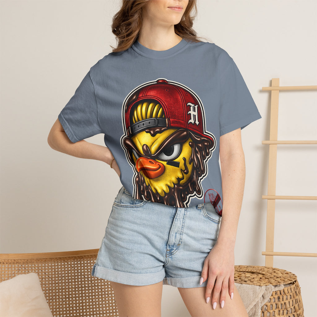 Hen Street Graphic T-Shirt — Streetwear Baseball Cap Mascot Tee