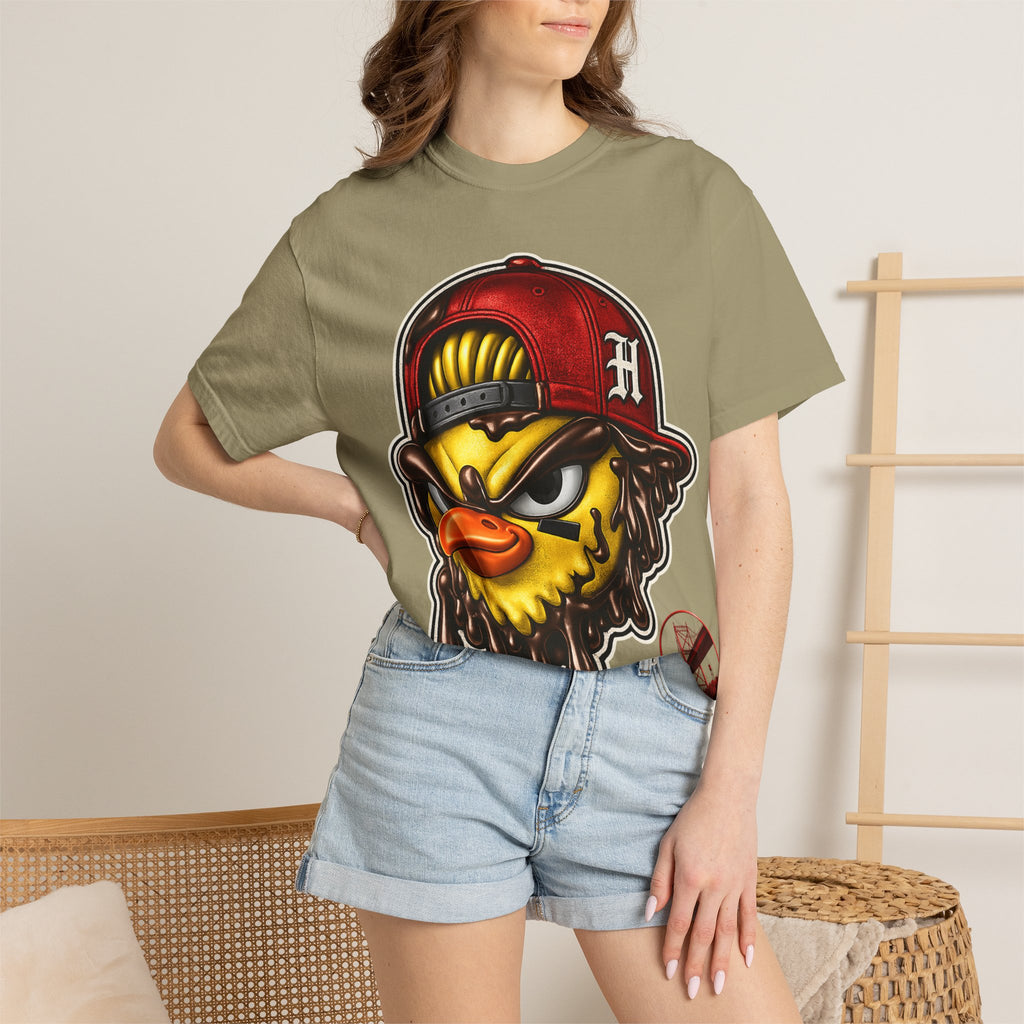 Hen Street Graphic T-Shirt — Streetwear Baseball Cap Mascot Tee
