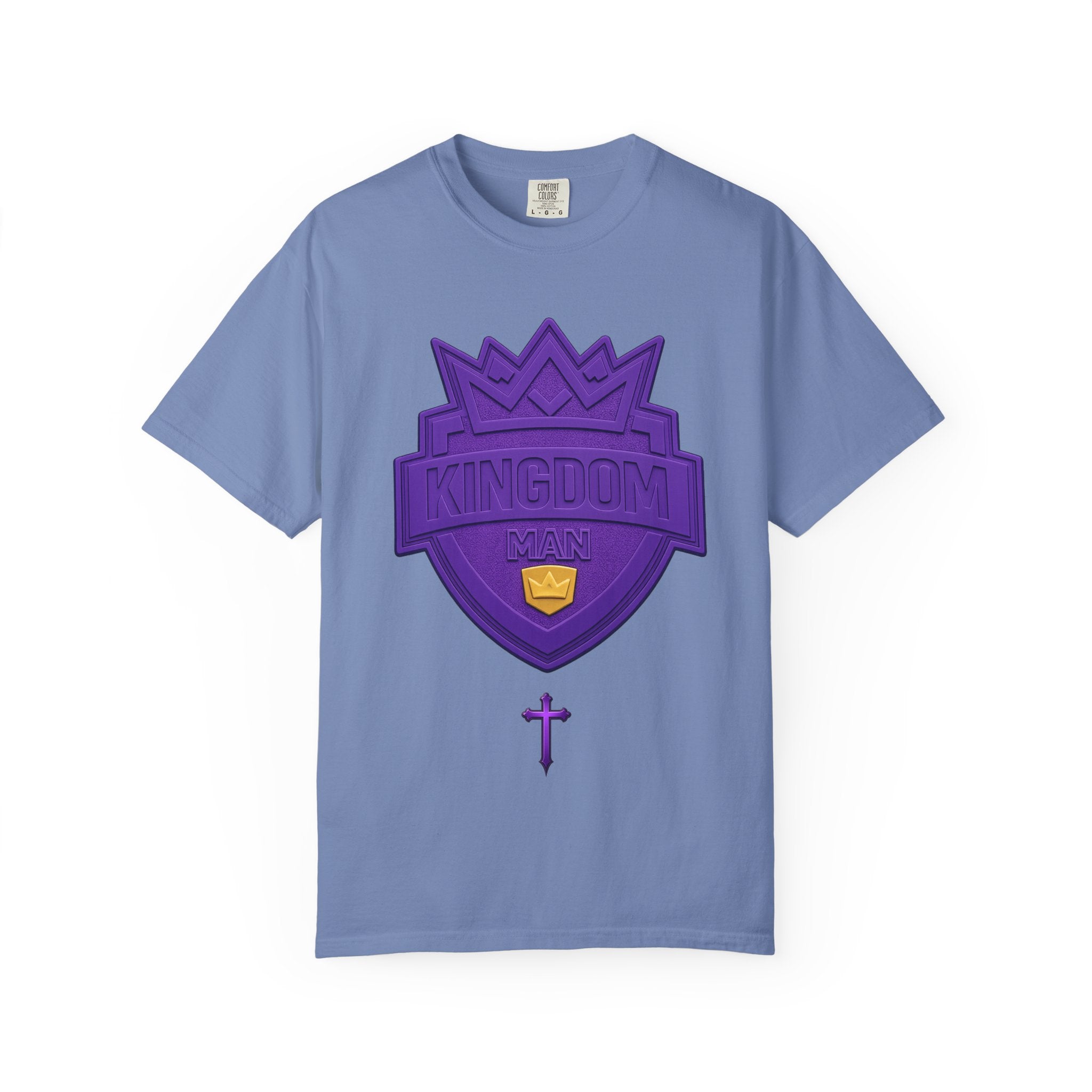 Kingdom Shield T-Shirt — Purple Crest Cross Graphic Tee