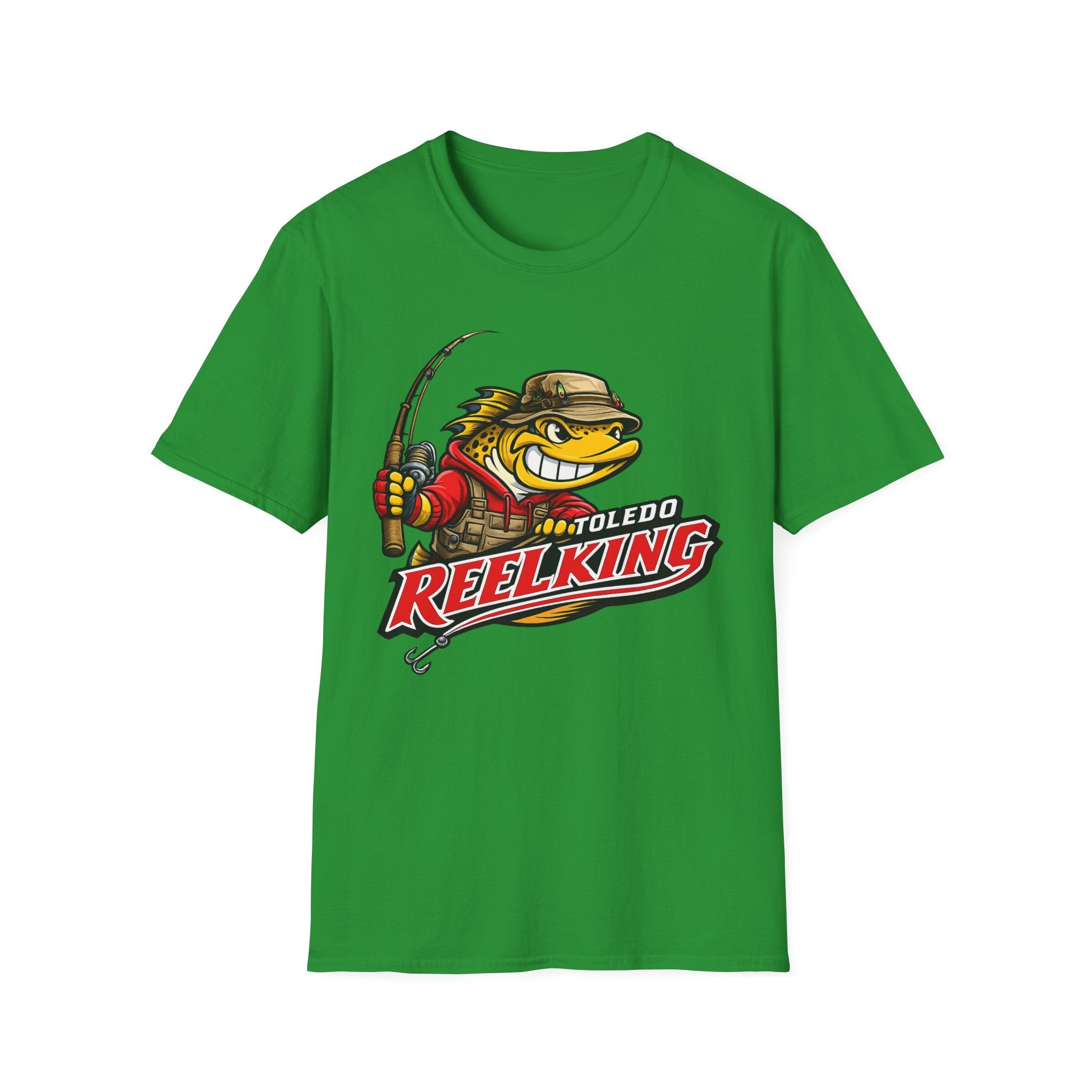 Toledo Reel King Fishing T-Shirt — Mascot Fisherman Tee