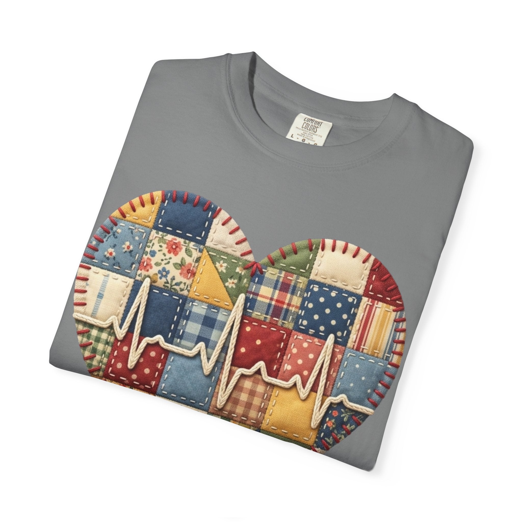 We Care Heart Patchwork T-Shirt — Nurse & Healthcare Appreciation Tee
