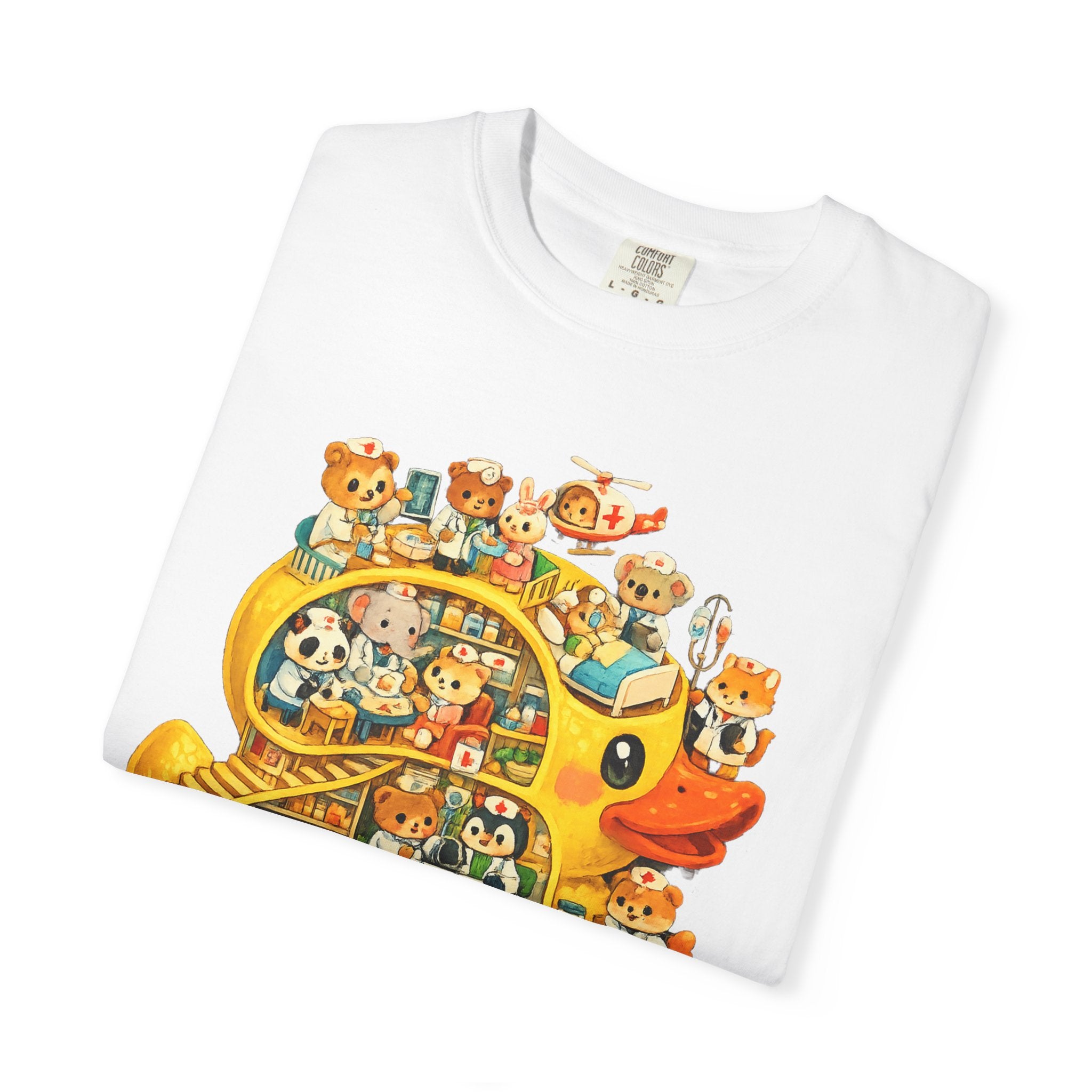 Duck Village Medical T‑Shirt — Whimsical Animal Town Illustration