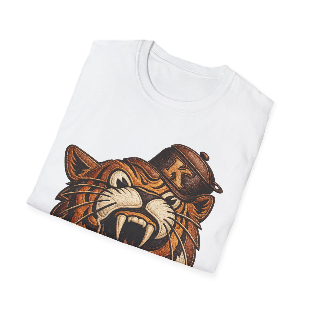 Vintage Roaring Tiger Graphic T-Shirt — Retro K Leather logo Big Cat Design