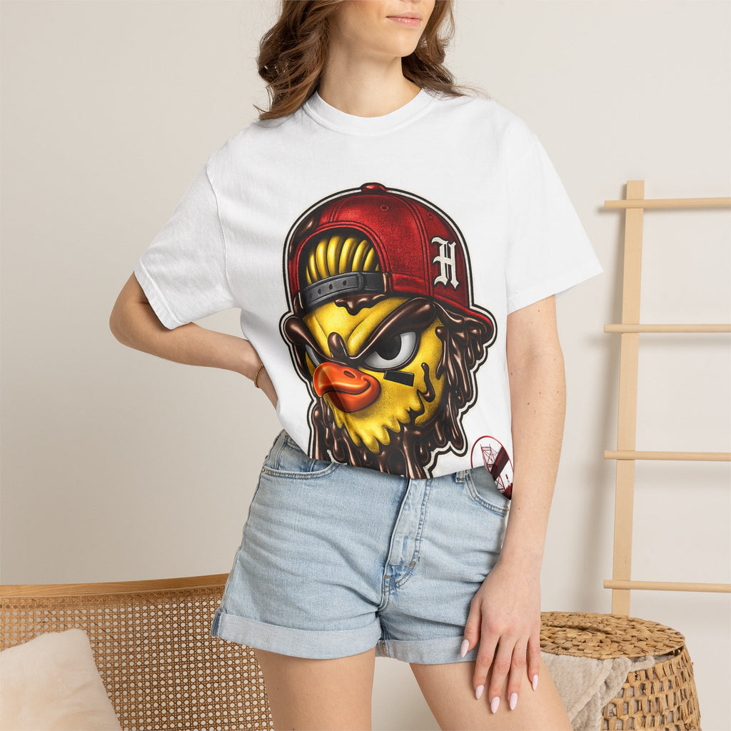 Hen Street Graphic T-Shirt — Streetwear Baseball Cap Mascot Tee