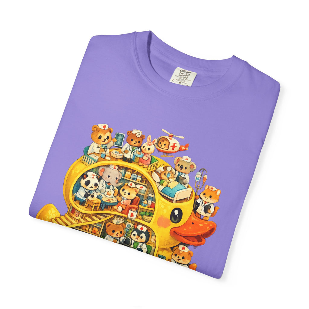 Duck Village Medical T‑Shirt — Whimsical Animal Town Illustration