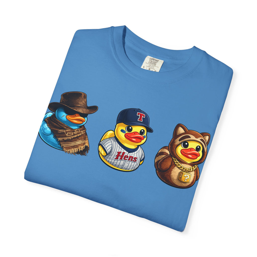 Rubber Duck Dashboard Trio Graphic T-Shirt — Cute Character Tee (Duck Dashboard)