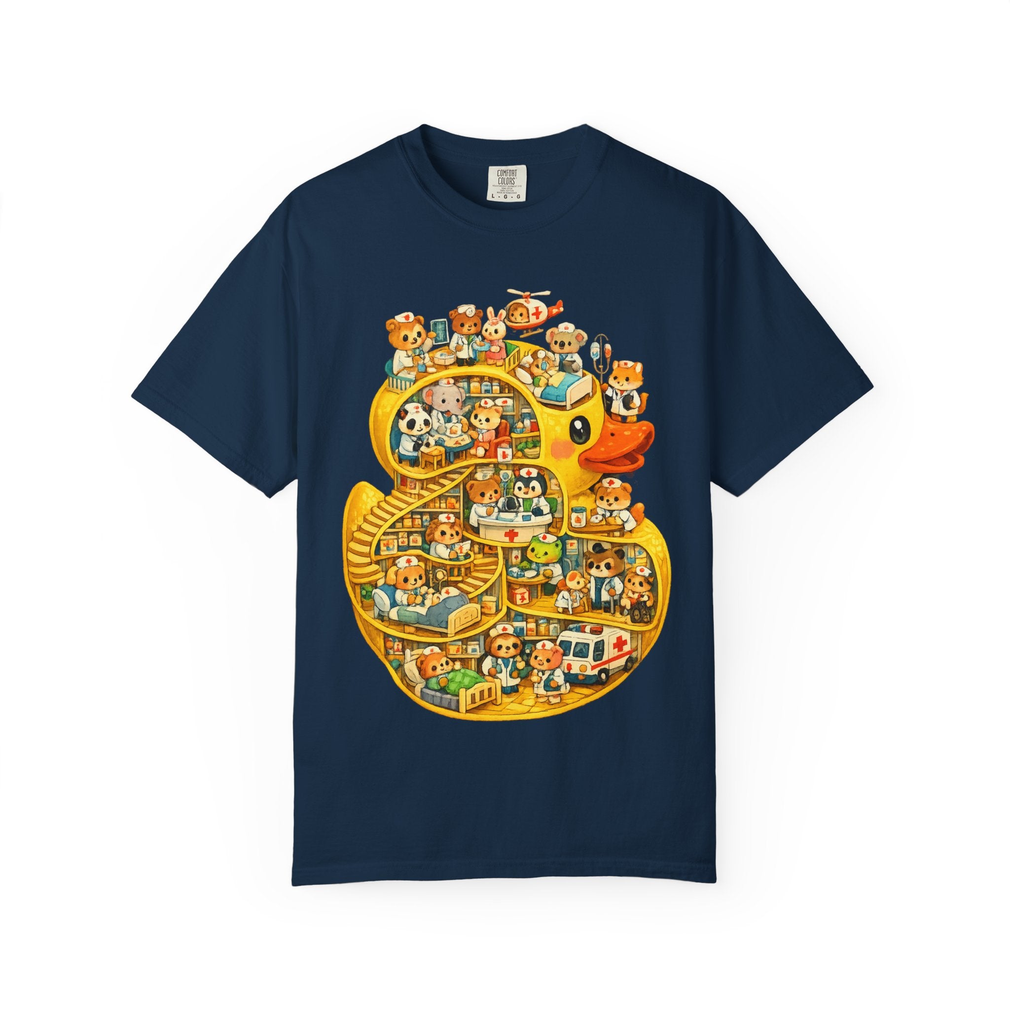 Duck Village Medical T‑Shirt — Whimsical Animal Town Illustration
