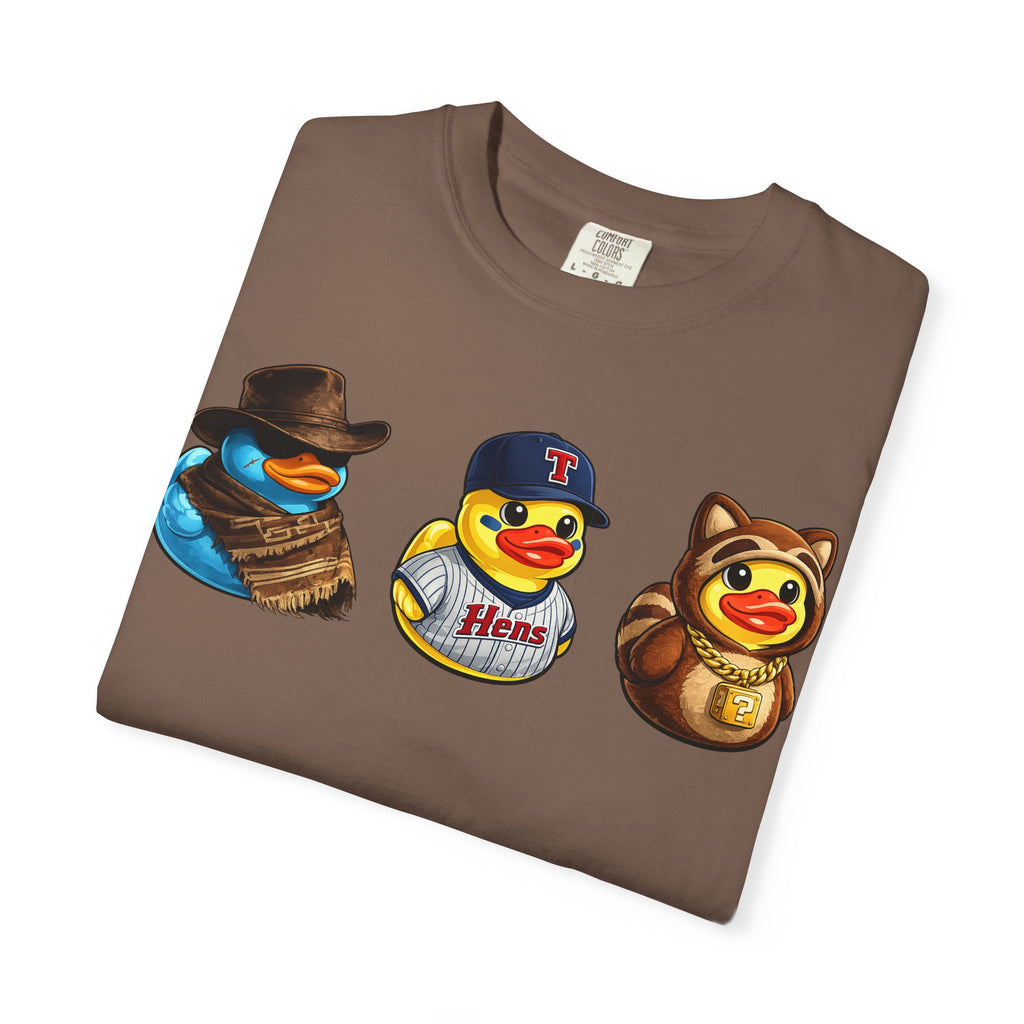 Rubber Duck Dashboard Trio Graphic T-Shirt — Cute Character Tee (Duck Dashboard)